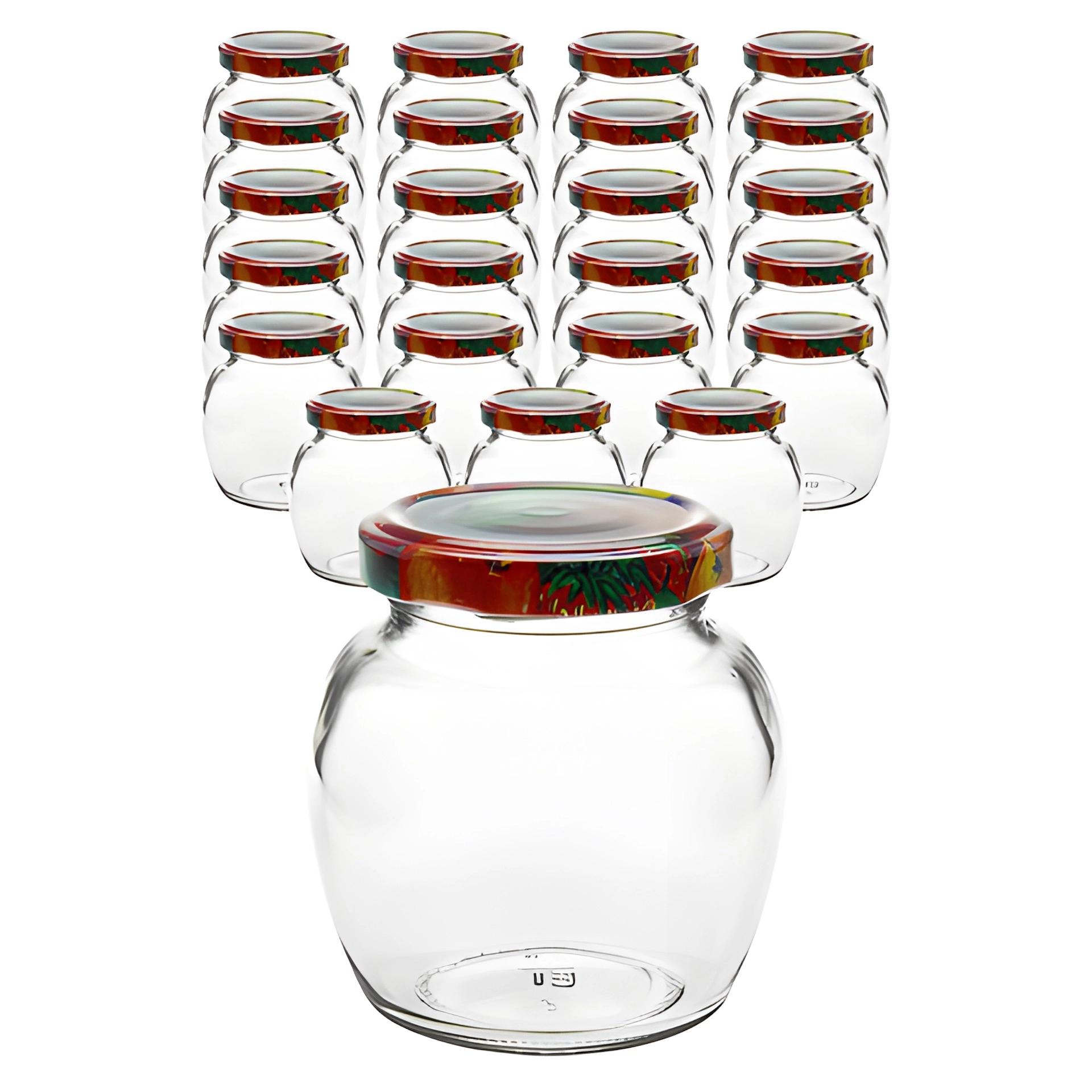 24er Set Schmuckglas 212 ml mit Deckel Obstdekor