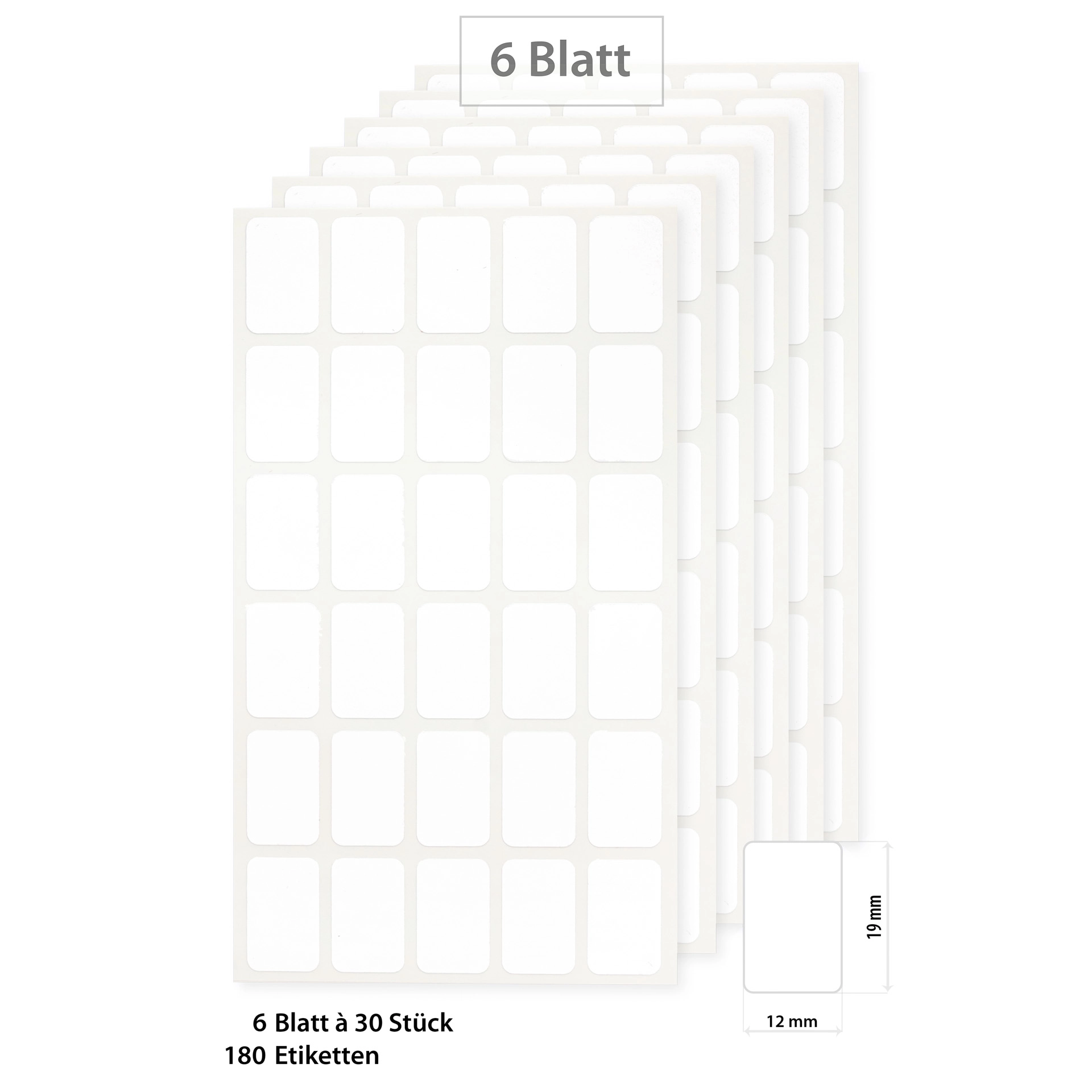Etiketten 19 x 12 mm, weiß, 180 Stück