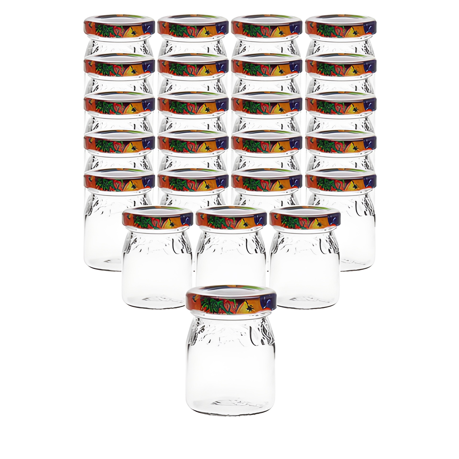 24er Set Schmuckglas 'Fruchtdekor' 50 ml mit Deckel Obstdekor