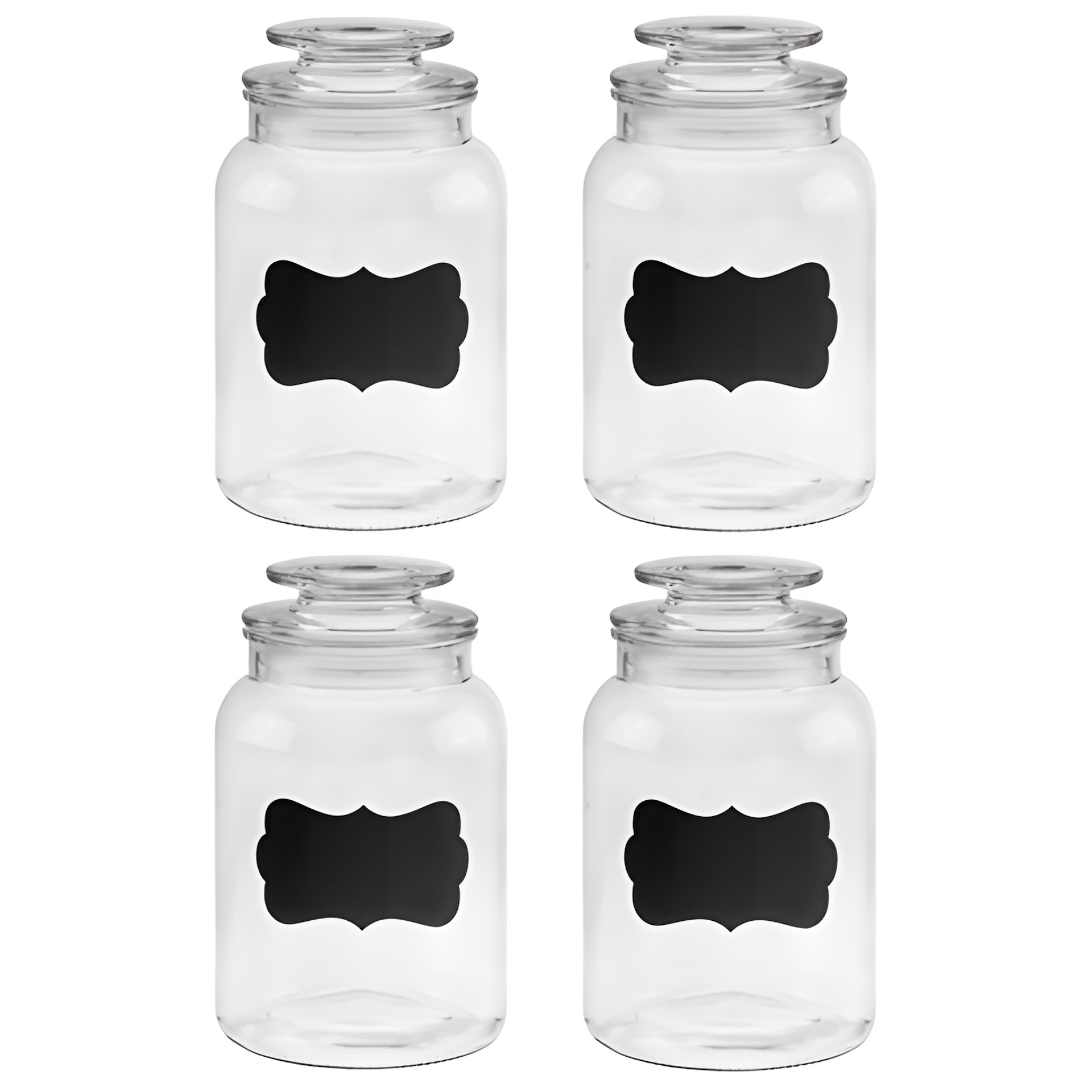 Vorratsglas 1200 ml beschreibbar mit Glasdeckel, 4er Pack
