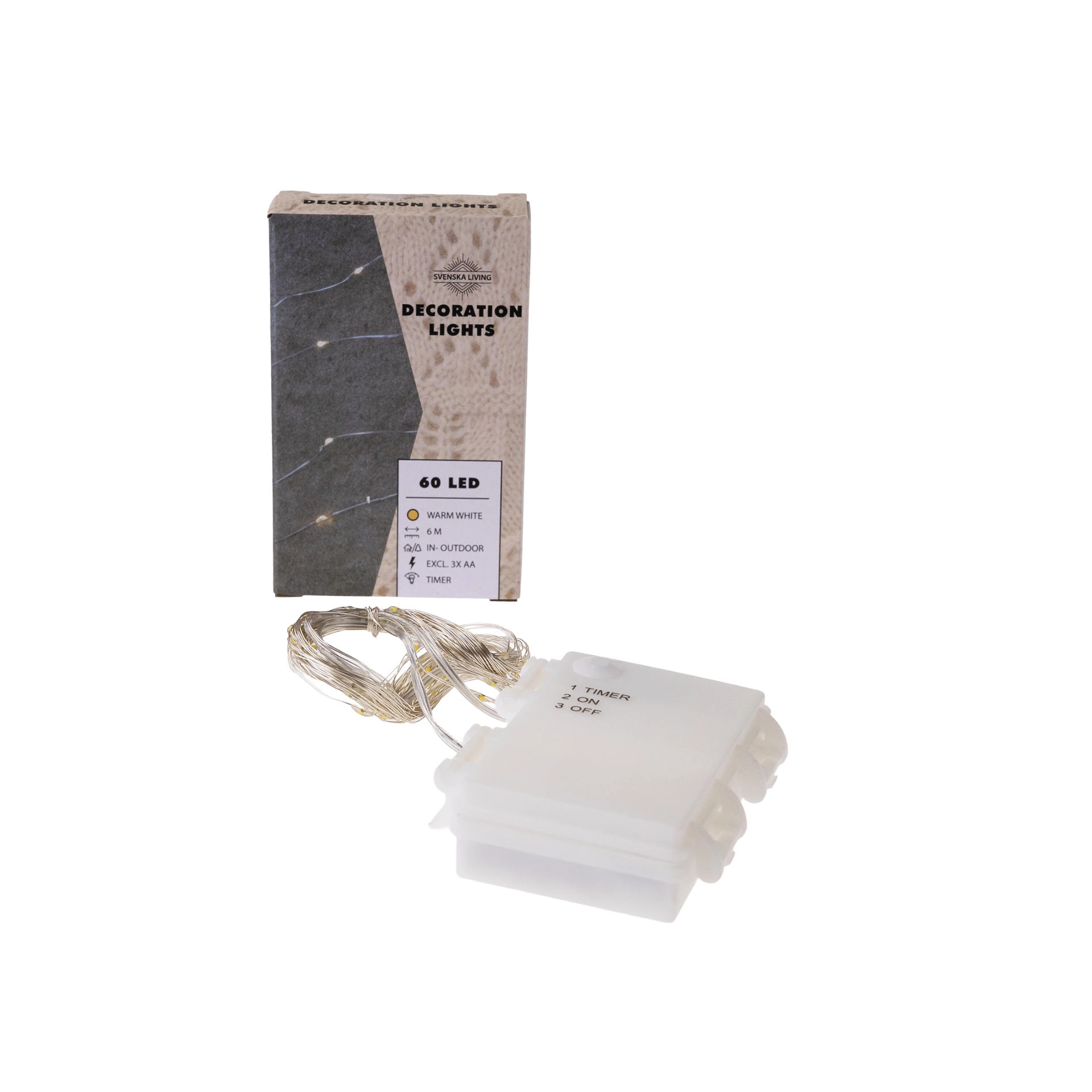 Lichterkette Outdoor 60 LEDs, warmweiß mit Timer