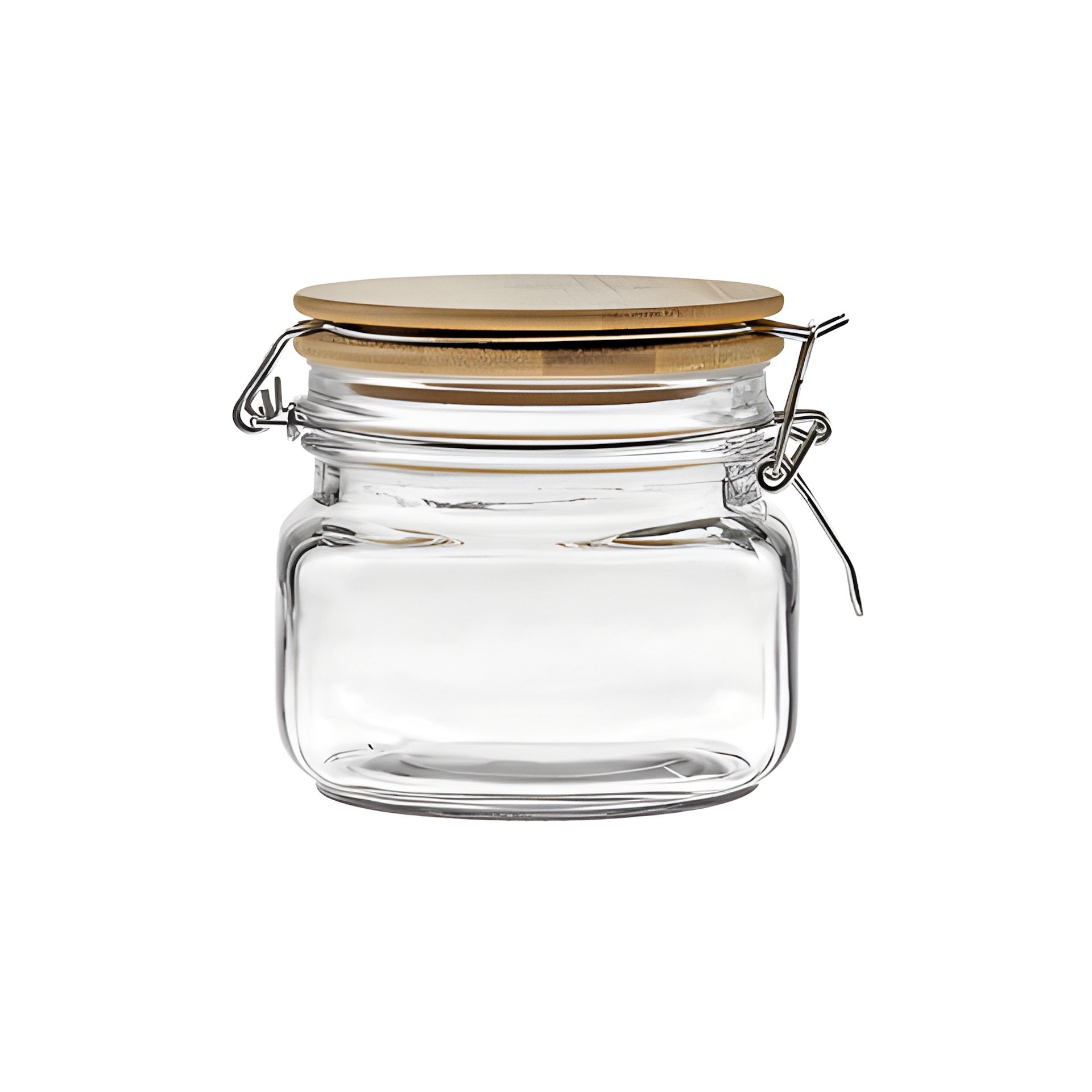 Bügelglas  500 ml eckig mit Bambusdeckel