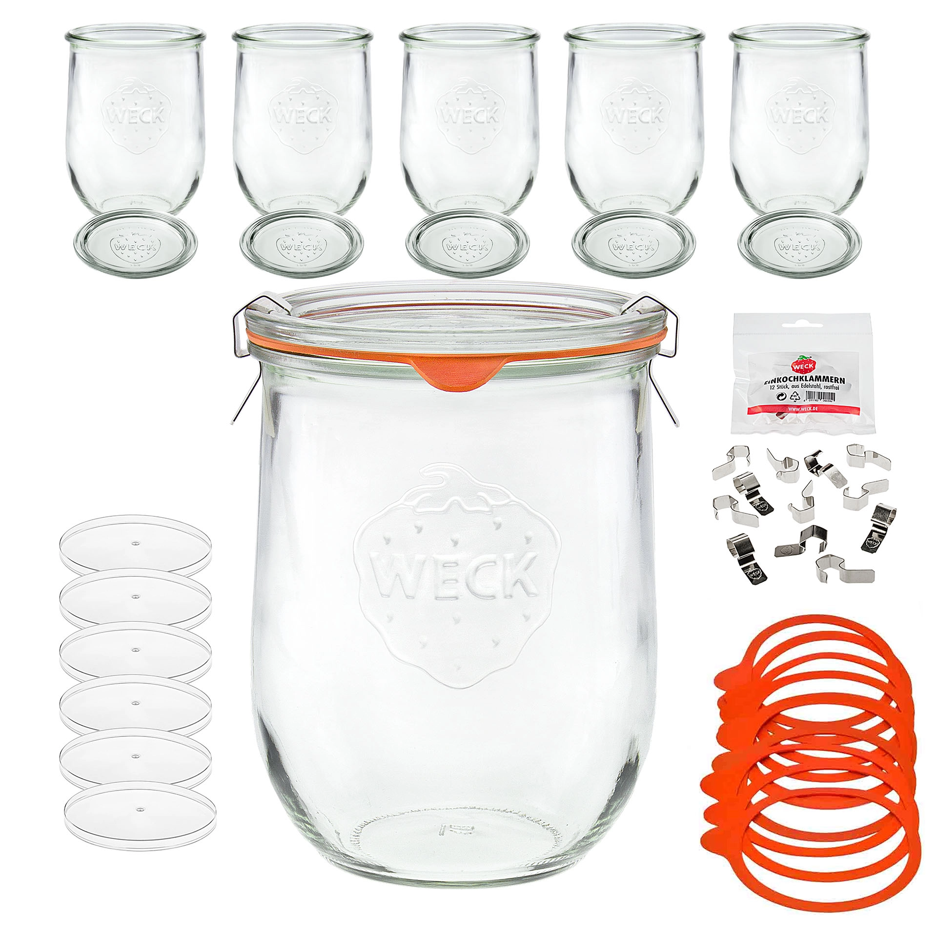 WECK-Tulpenglas 1062 ml mit Klarsichtdeckel, 6er Set