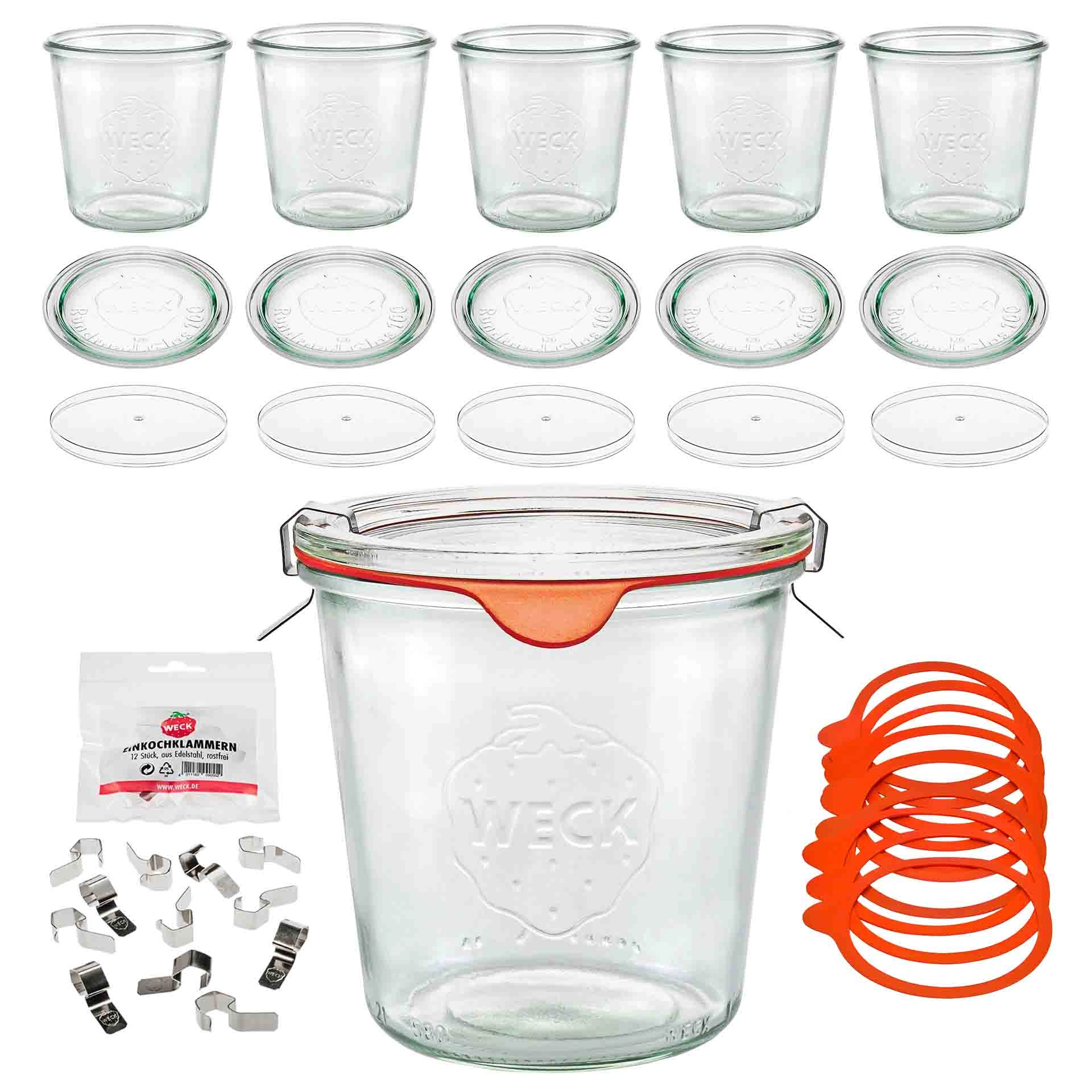 WECK-Sturzglas 580 ml mit Klarsichtdeckel, 6er Set