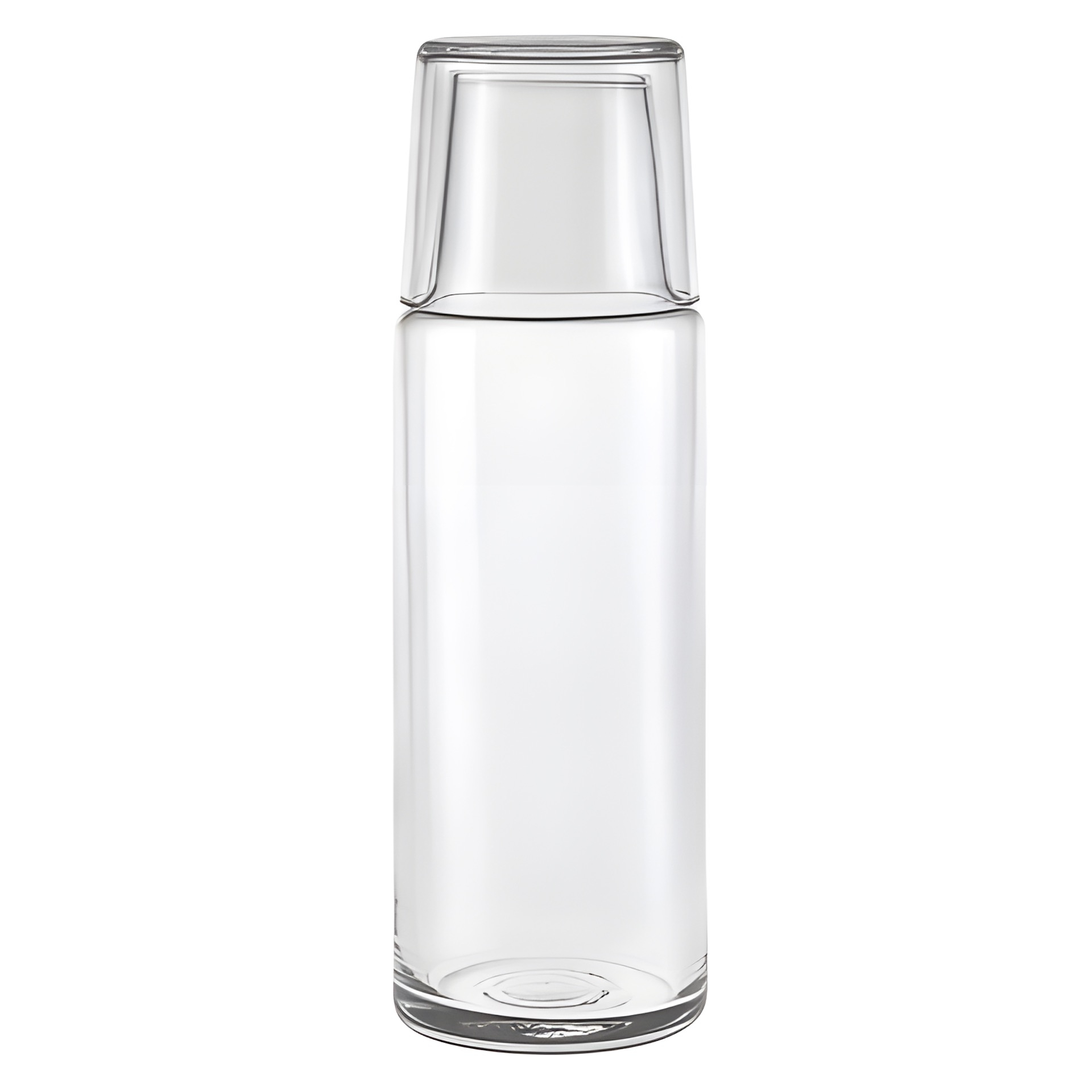 Glasflasche 1 Liter mit Trinkglas, 2-teilig