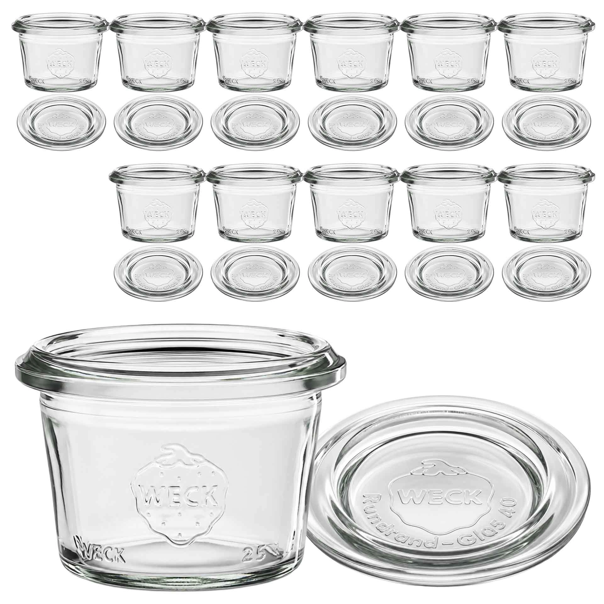 WECK-Sturzglas 35 ml mit Glasdeckel, 12 Stück