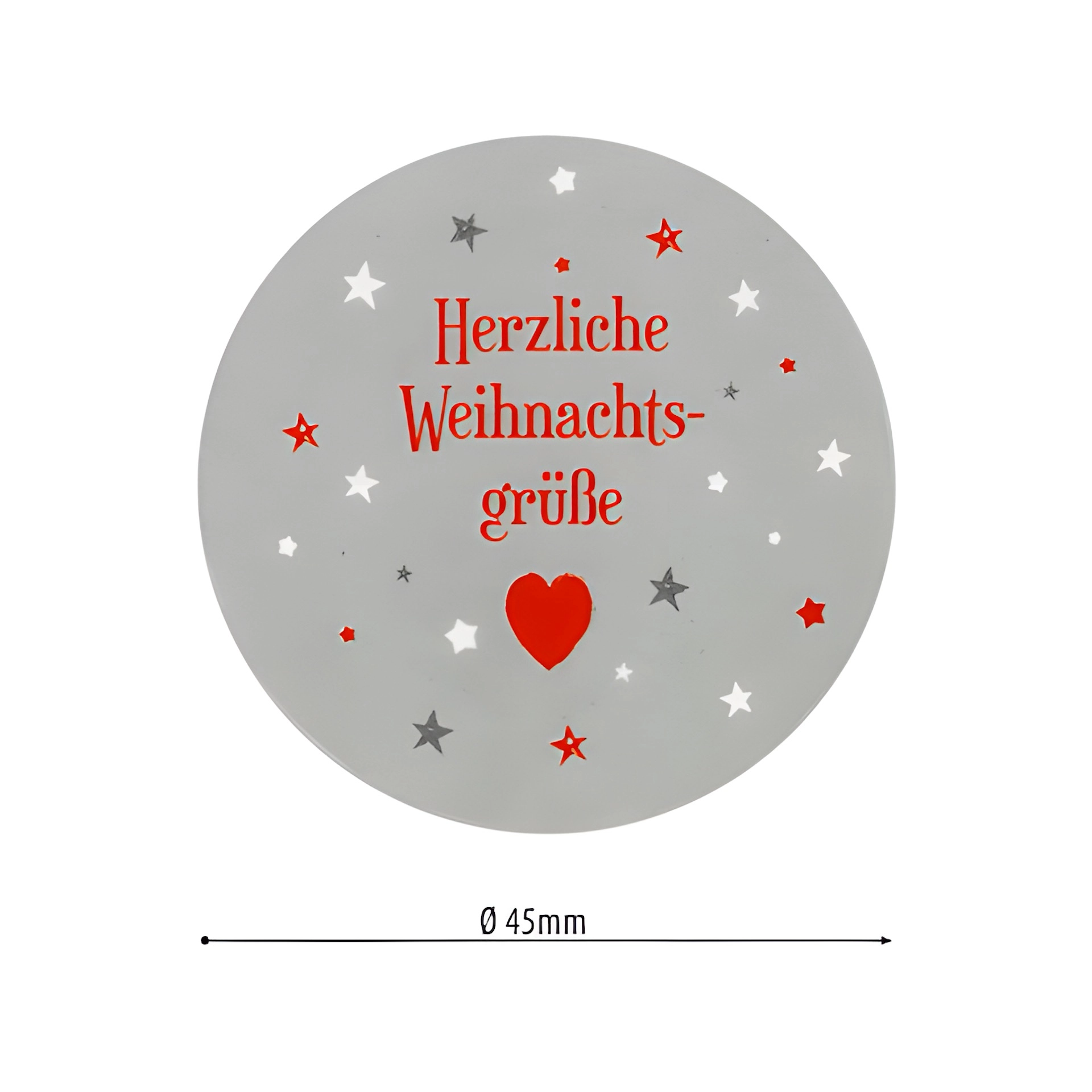Aufkleber 'Frohes Fest' Ø 4,5 cm, silbergrau, 48 Stück