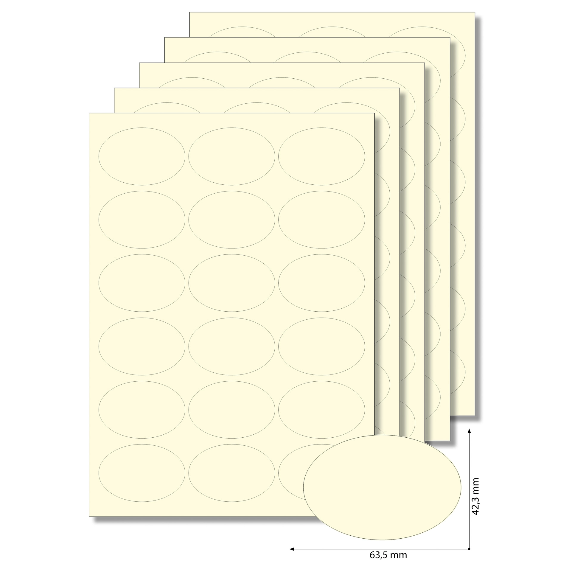Etiketten oval 'Vanille' -   5 Blatt A4