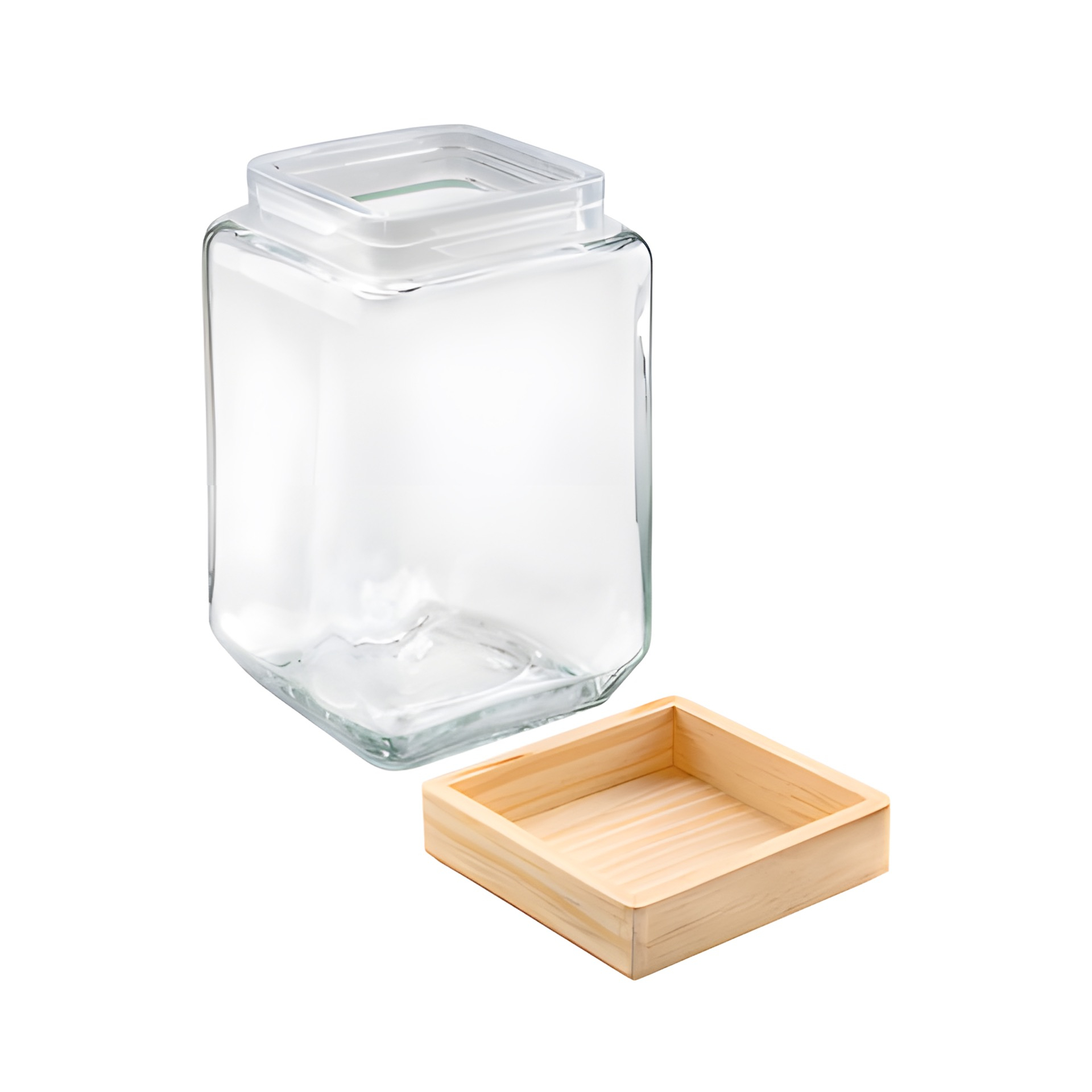 Vorratsglas 1700 ml eckig mit Holzdeckel