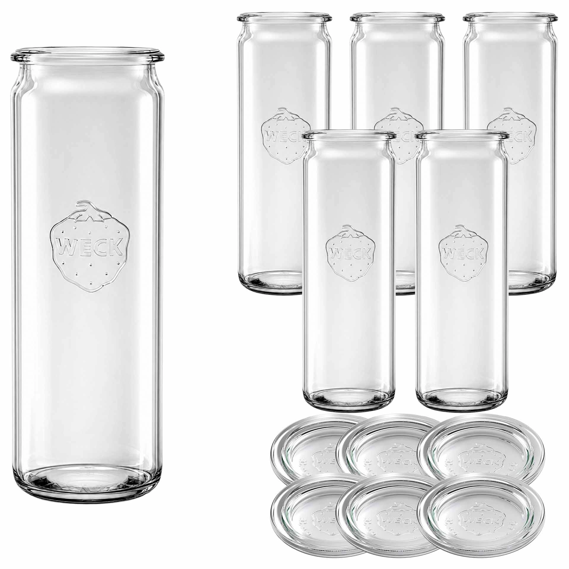WECK-Zylinderglas 600 ml mit Glasdeckel, 6 Stück