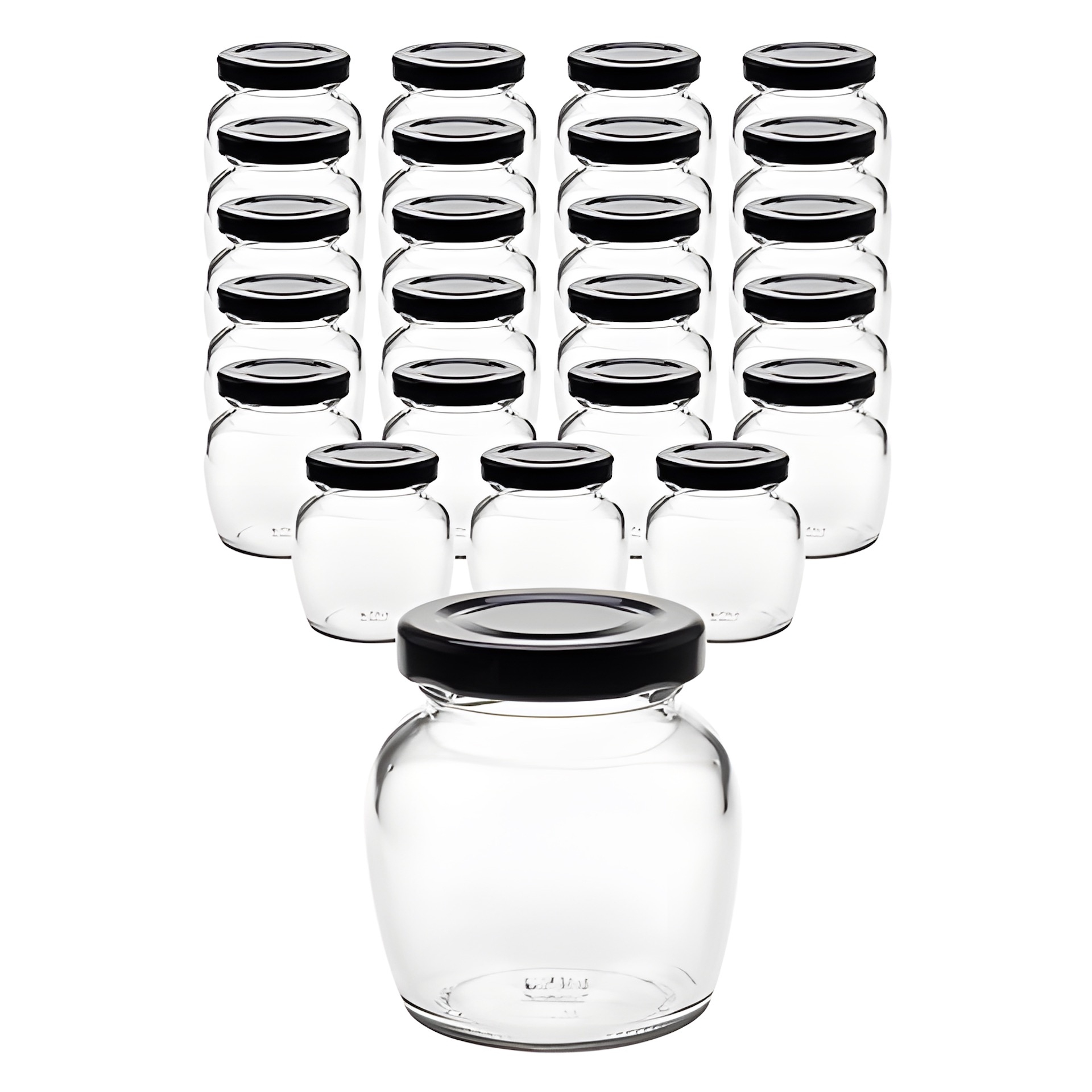 24er Set Schmuckglas 106 ml mit Deckel schwarz
