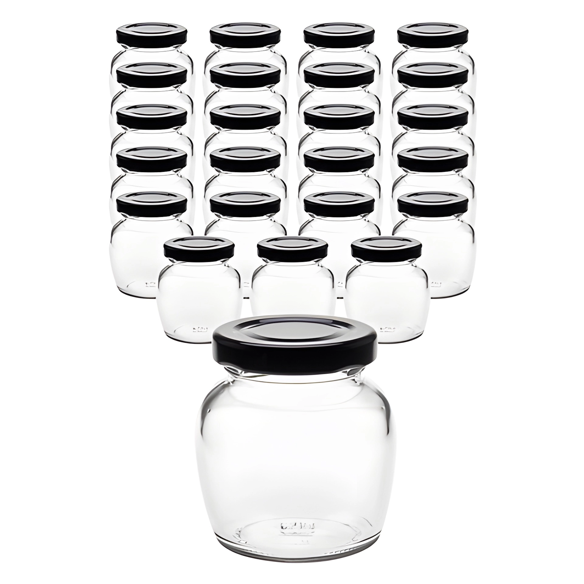 24er Set Schmuckglas 106 ml mit Deckel schwarz