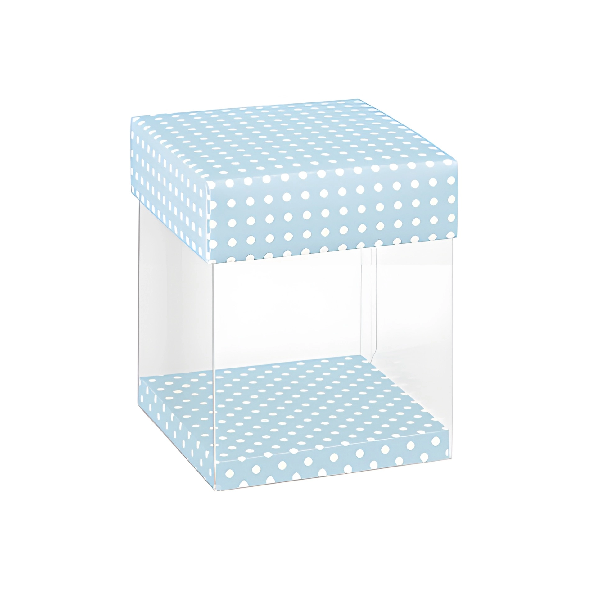 Klarsichtschachtel  80 x 80 x 90 mm blau gepunktet