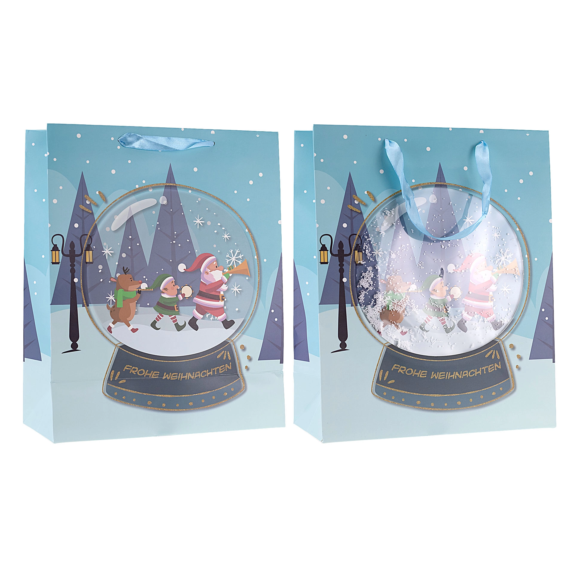 Geschenktüte 'Schneekugel' blau, groß