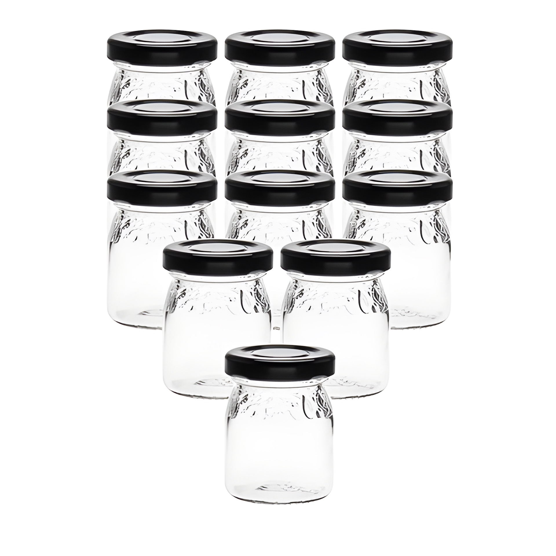 12er Set Schmuckglas 'Fruchtdekor' 50 ml mit Deckel schwarz