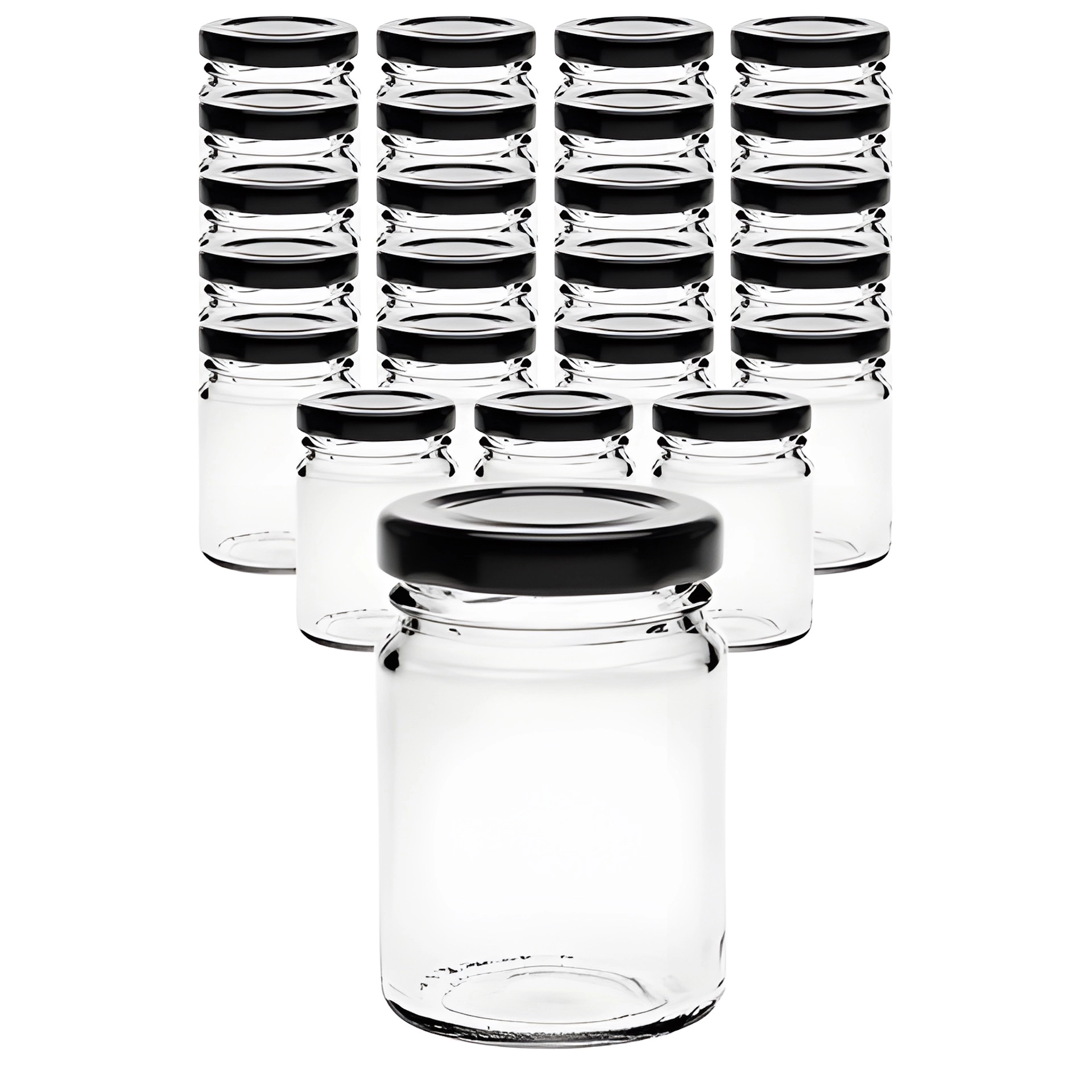 24er Set Pott 106 ml mit Deckel schwarz