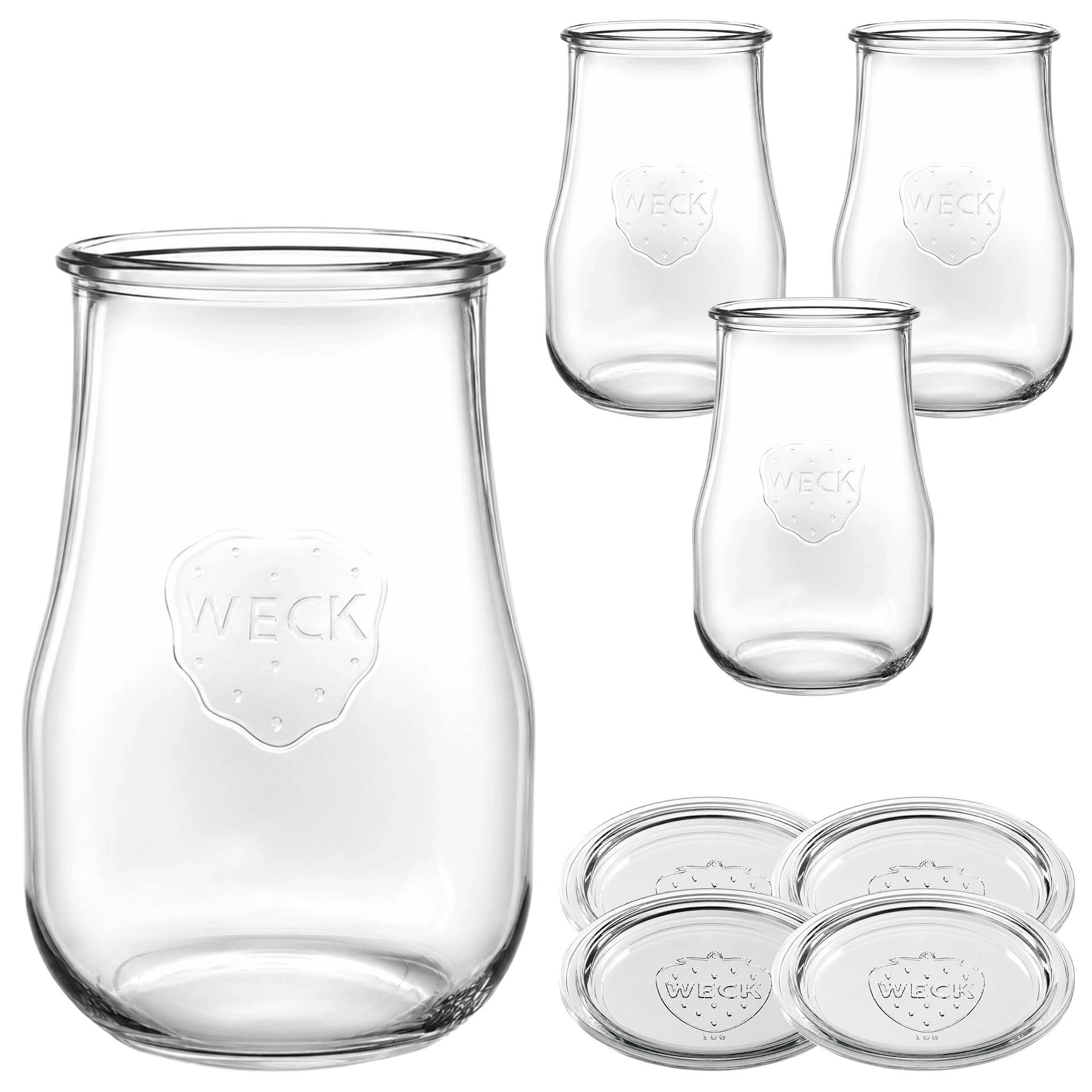 WECK-Tulpenglas 2700 ml mit Glasdeckel, 4 Stück