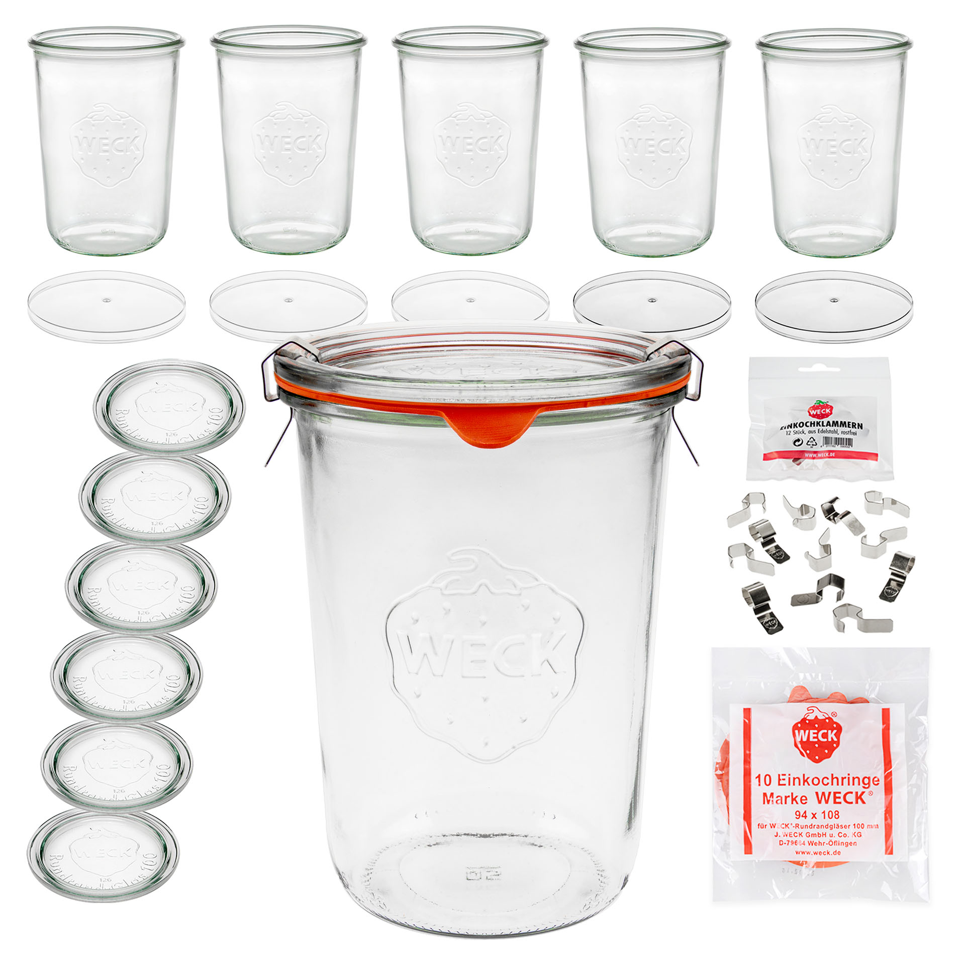 WECK-Sturzglas 850 ml mit Klarsichtdeckel, 6er Set