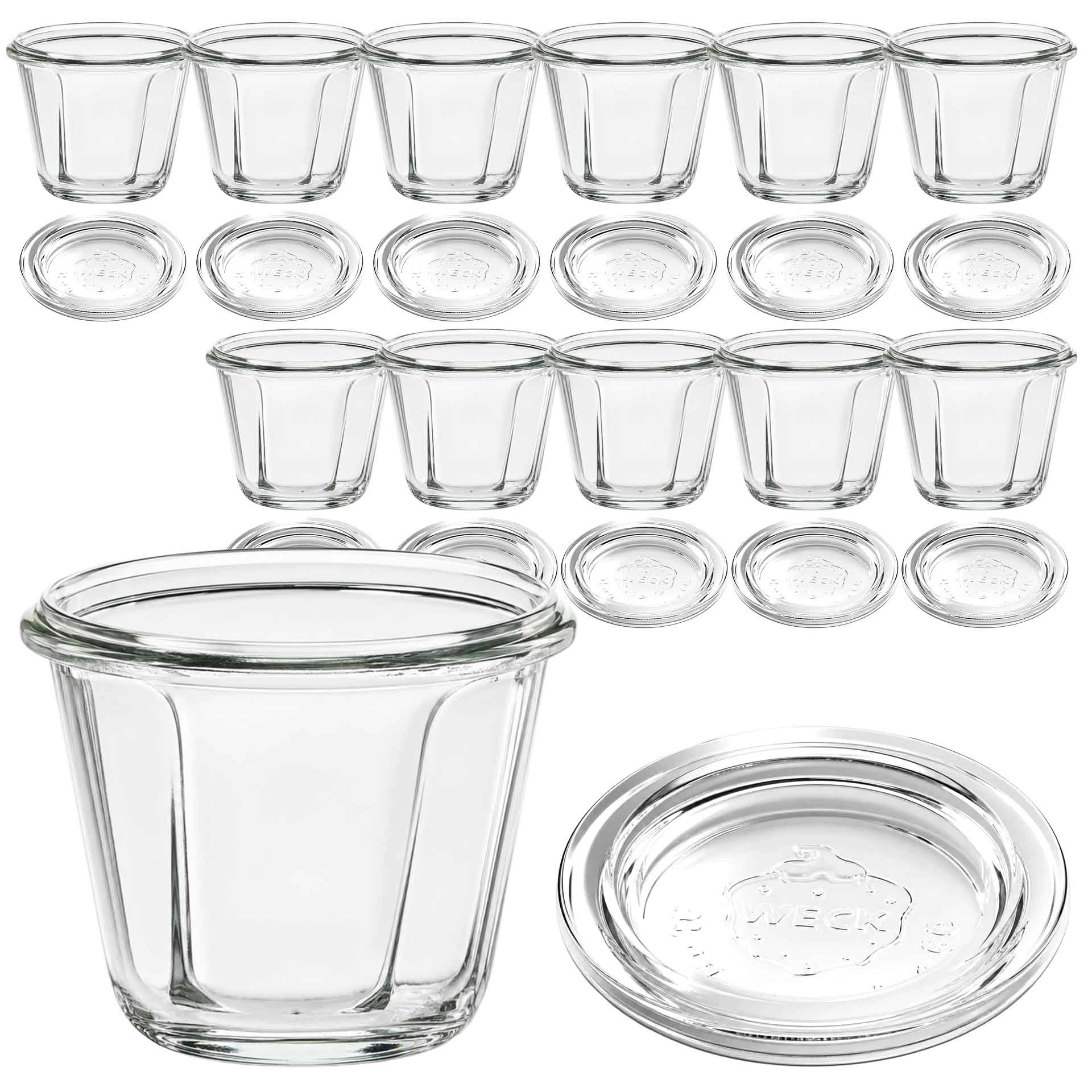 WECK-Gugelhupfglas 80 ml mit Glasdeckel, 12 Stück
