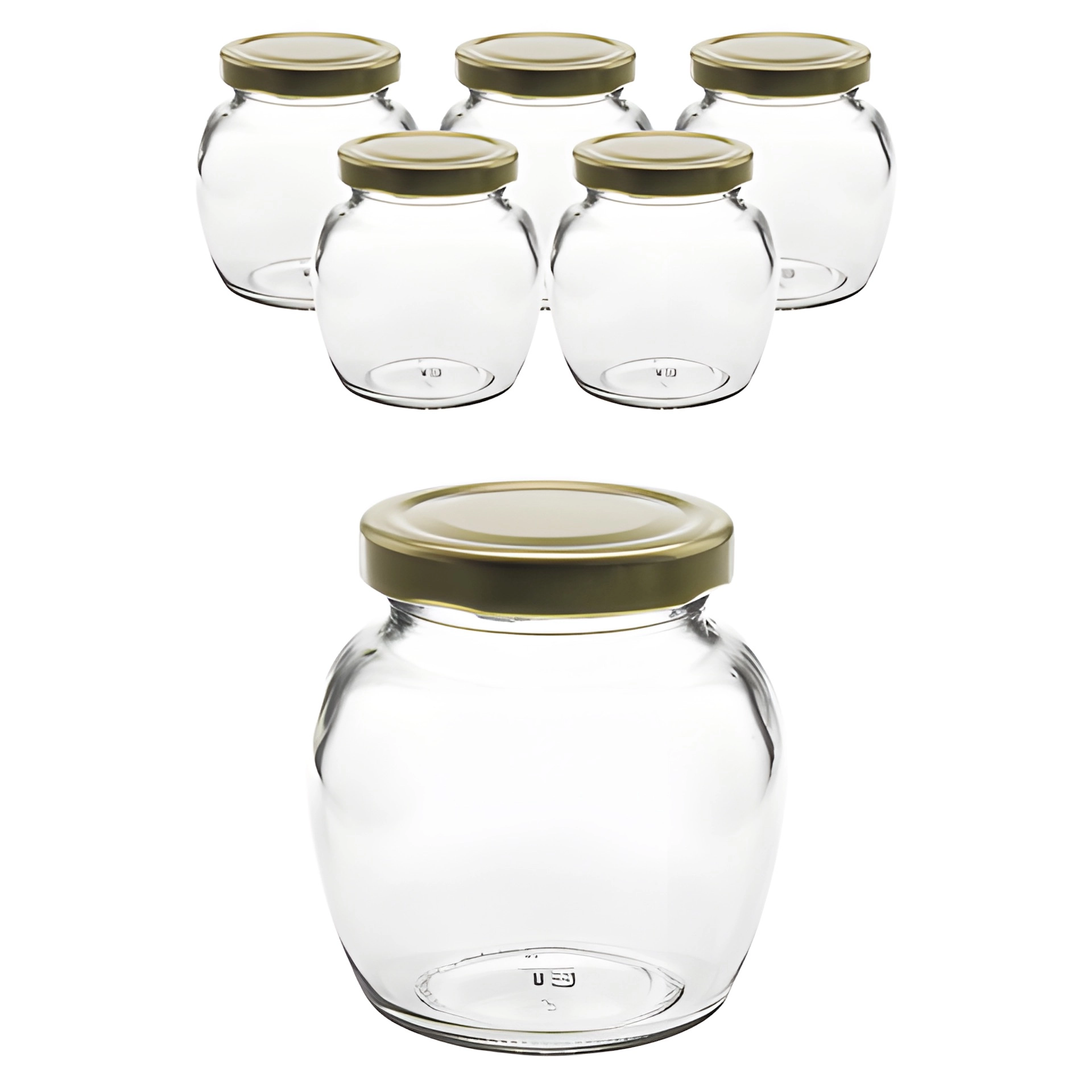 6er Set Schmuckglas 212 ml mit Deckel gold