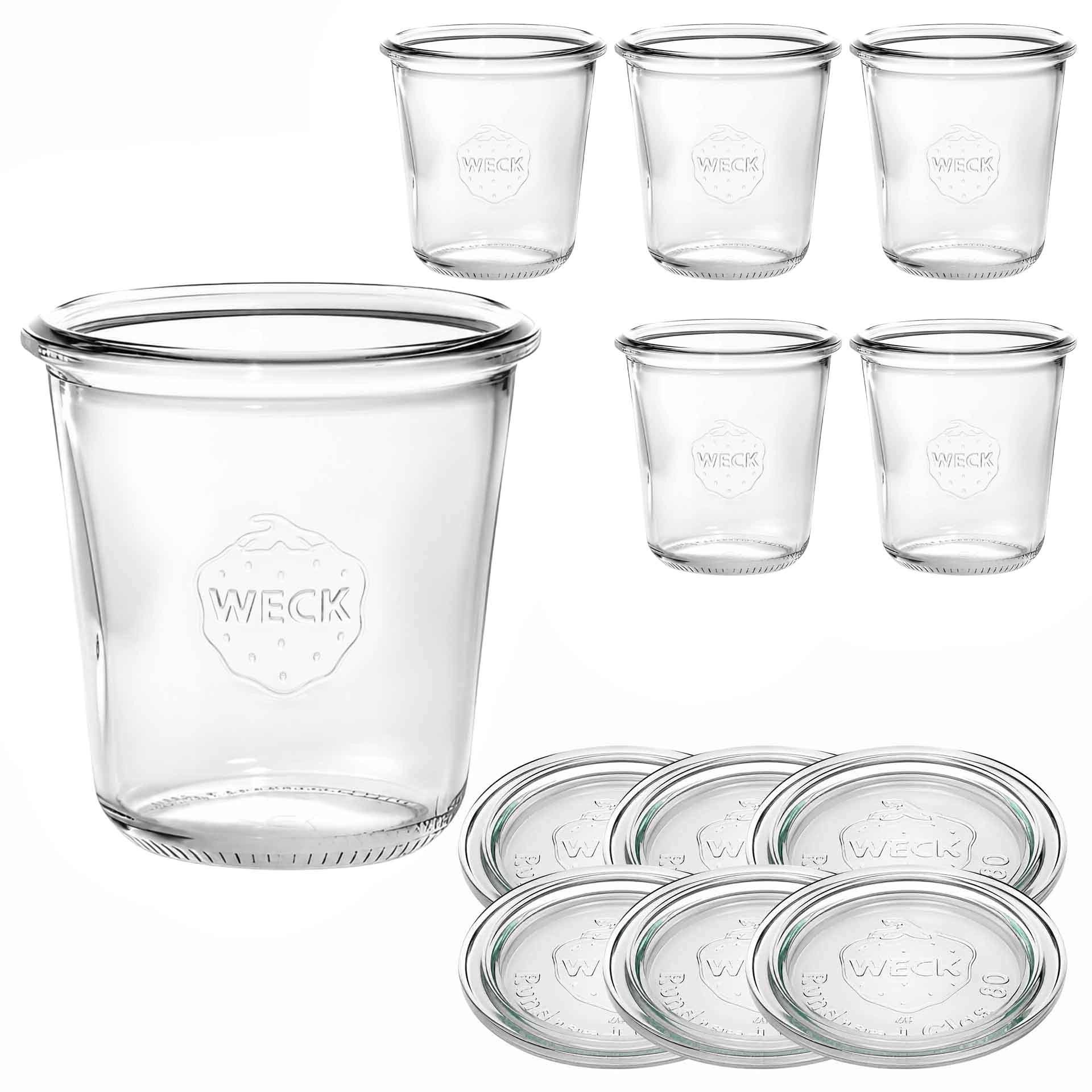 WECK-Sturzglas 290 ml RR 80 mit Glasdeckel, 6 Stück