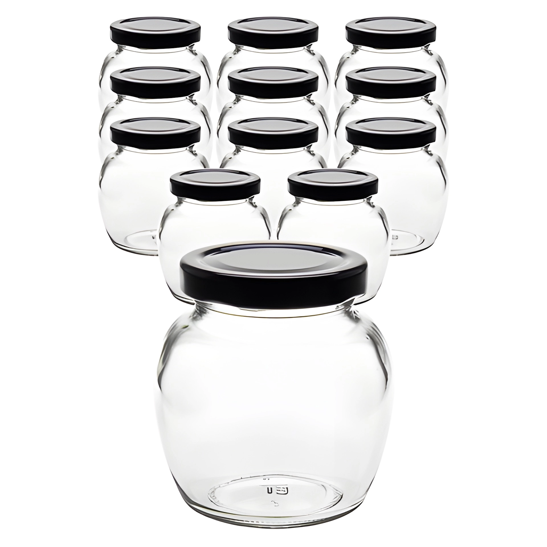 12er Set Schmuckglas 212 ml mit Deckel schwarz