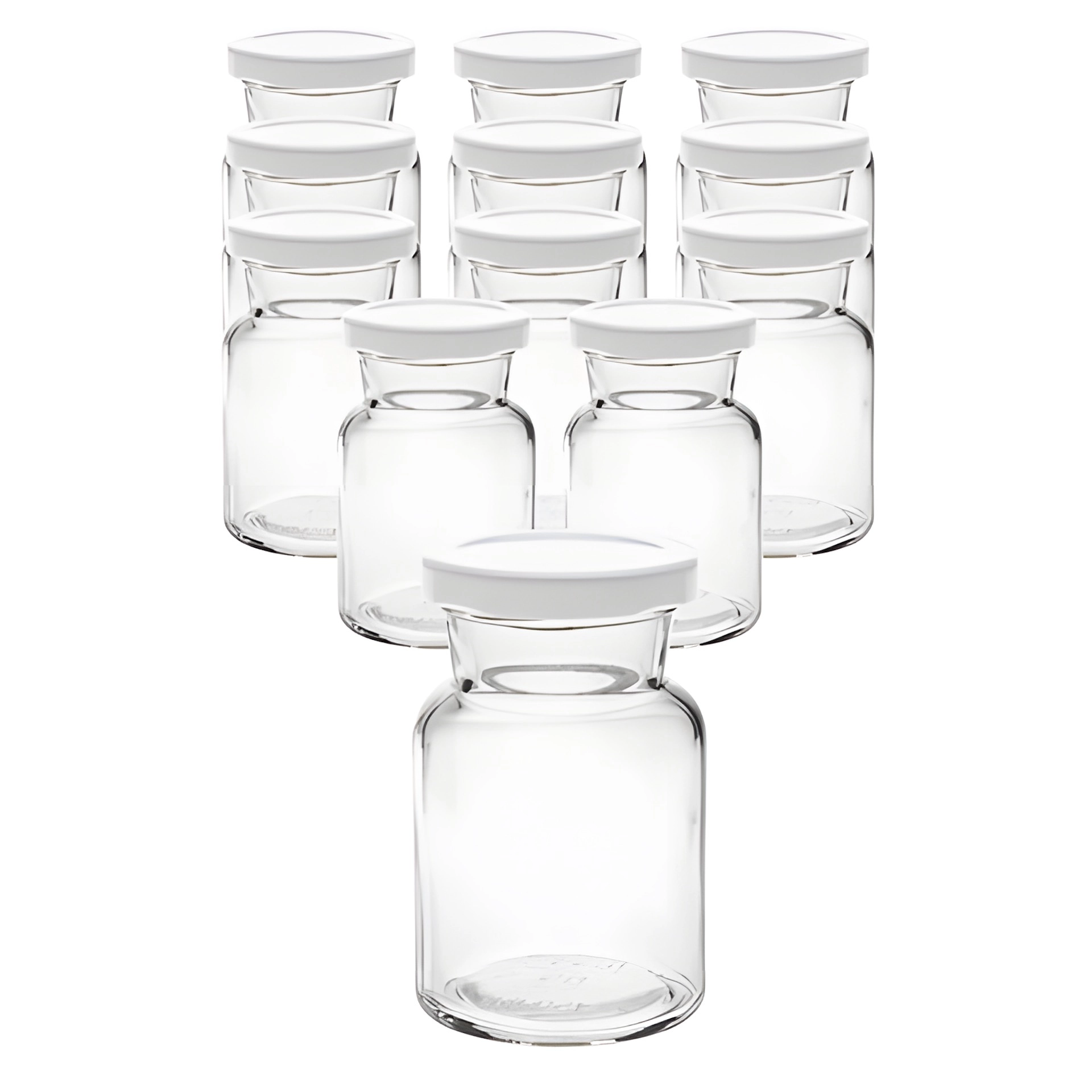 Rundglas mit Deckel weiß, 12er Set, 150 ml, Weiß