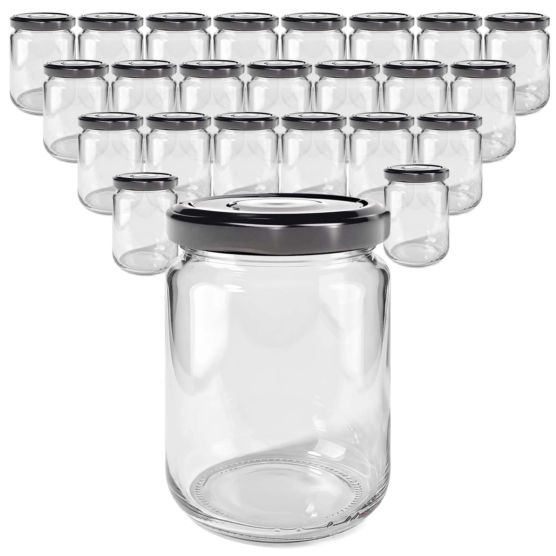 24er Set Rundglas 275 ml mit Deckel schwarz