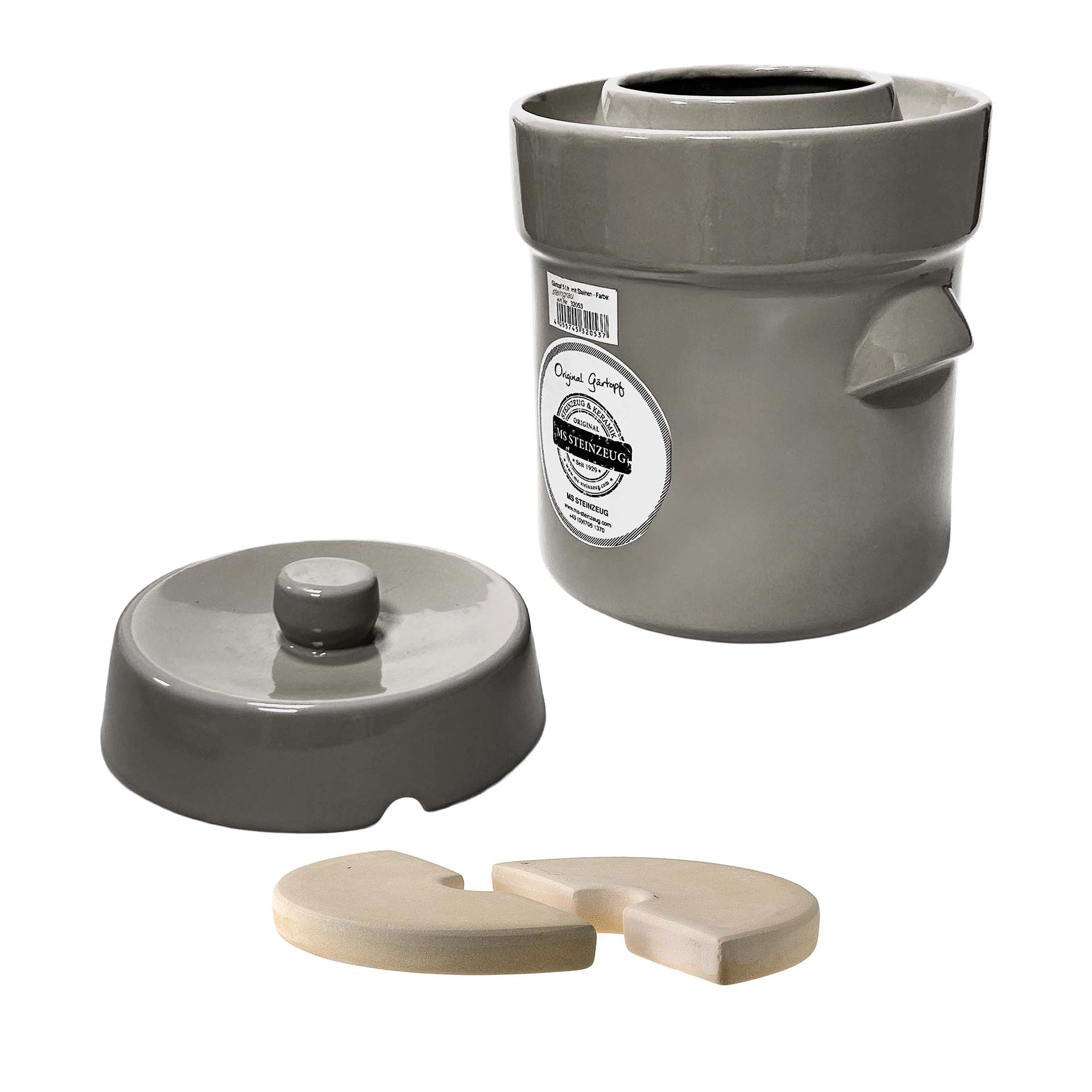 Gärtopf 5 Liter grau mit Beschwerungssteinen