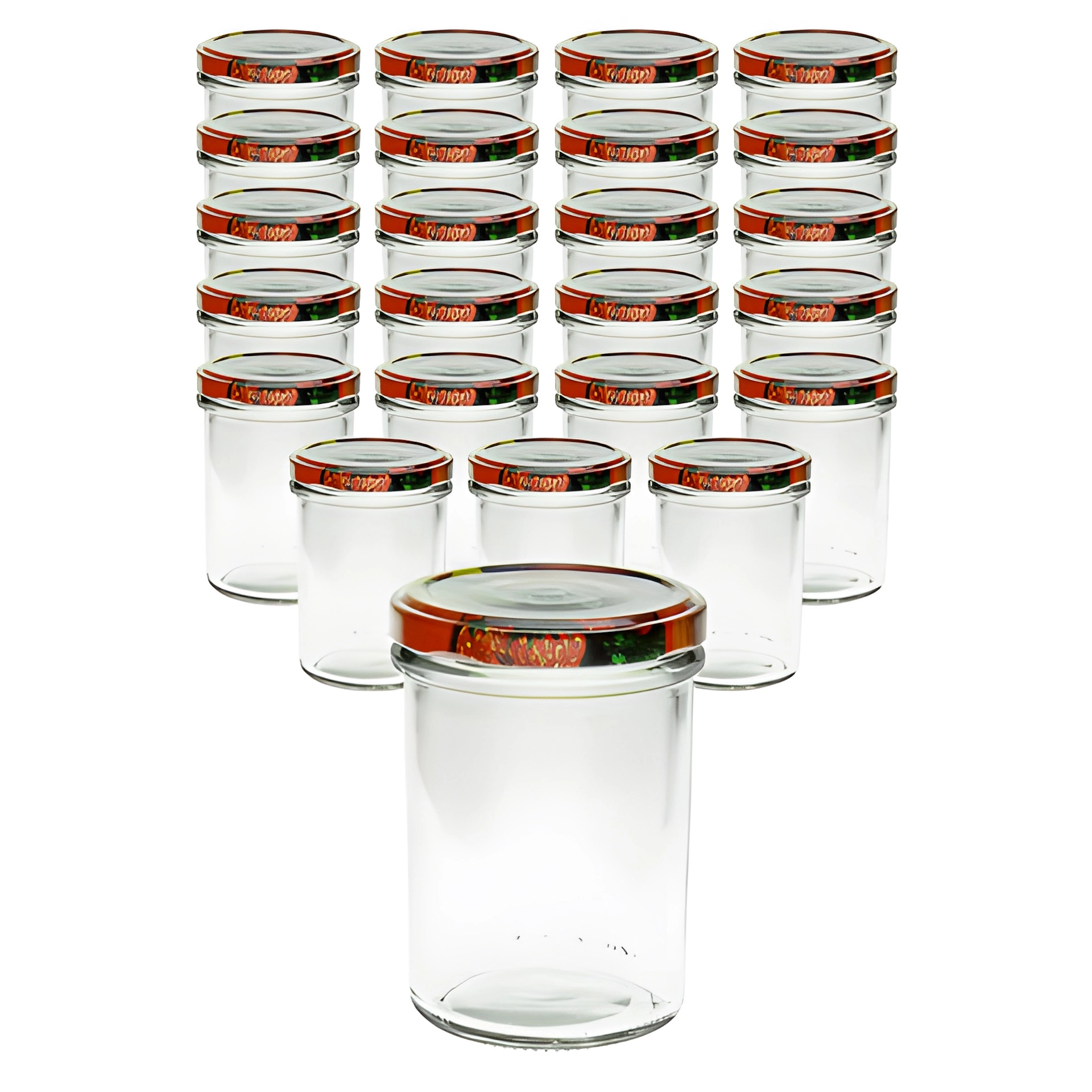 Sturzglas hoch mit Deckel Obstdekor, 24er Set, 230 ml, Twist-Off, Einmachglas