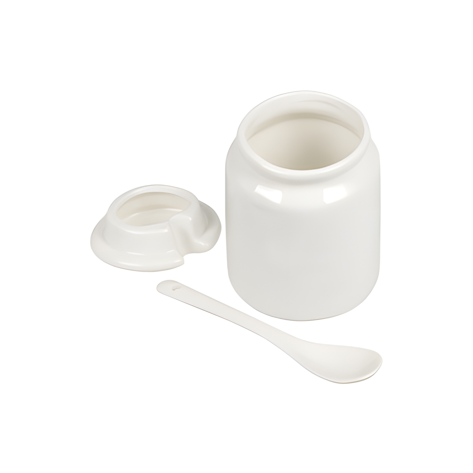 Zuckerdose Keramik weiß, 3-teilig