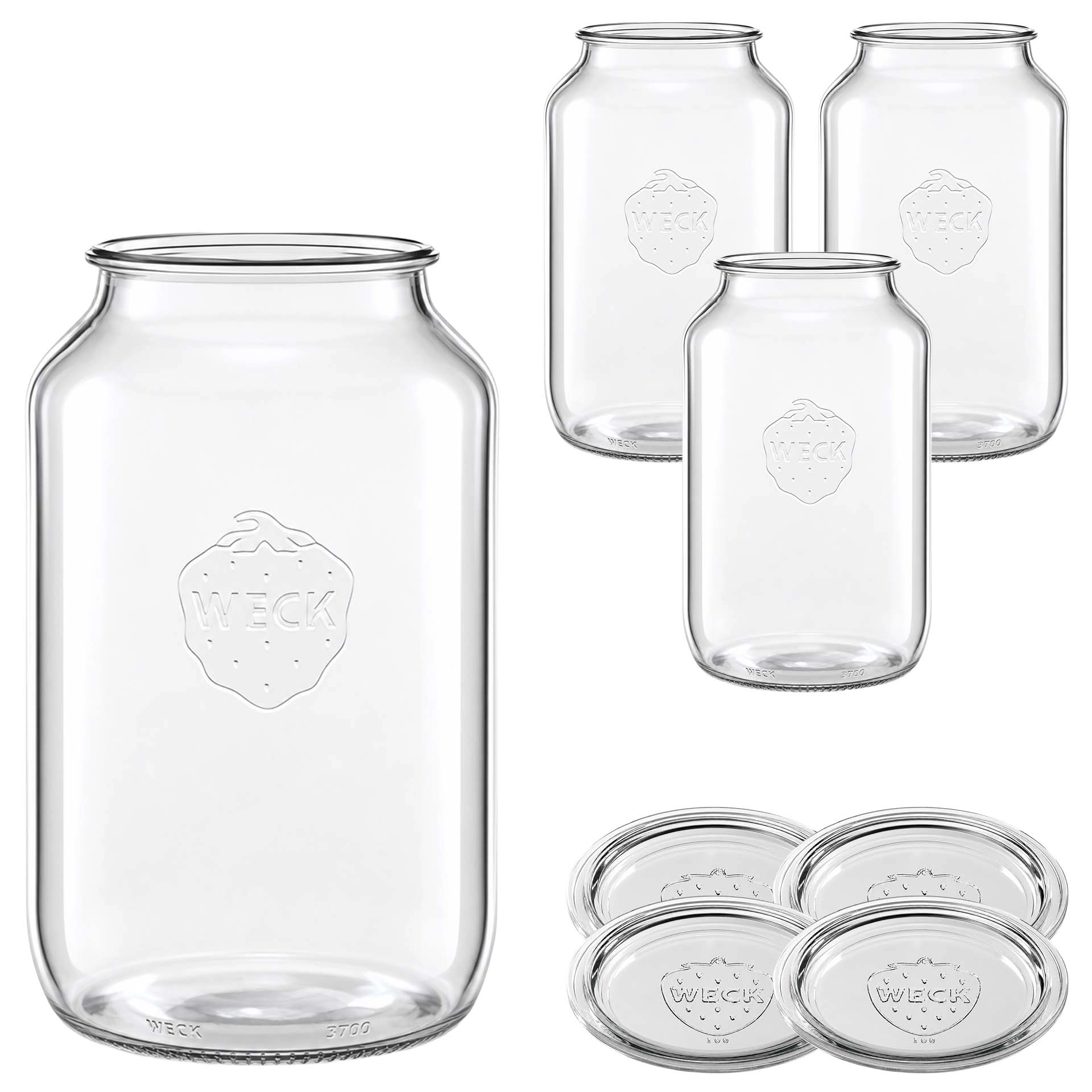 WECK-Zylinderglas 3300 ml mit Glasdeckel, 4 Stück