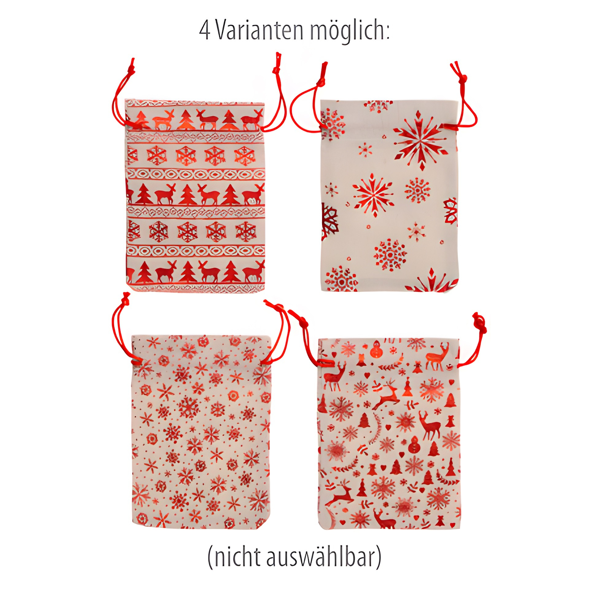 Jutebeutel 'Winter' natur/rot 17 x 13 cm