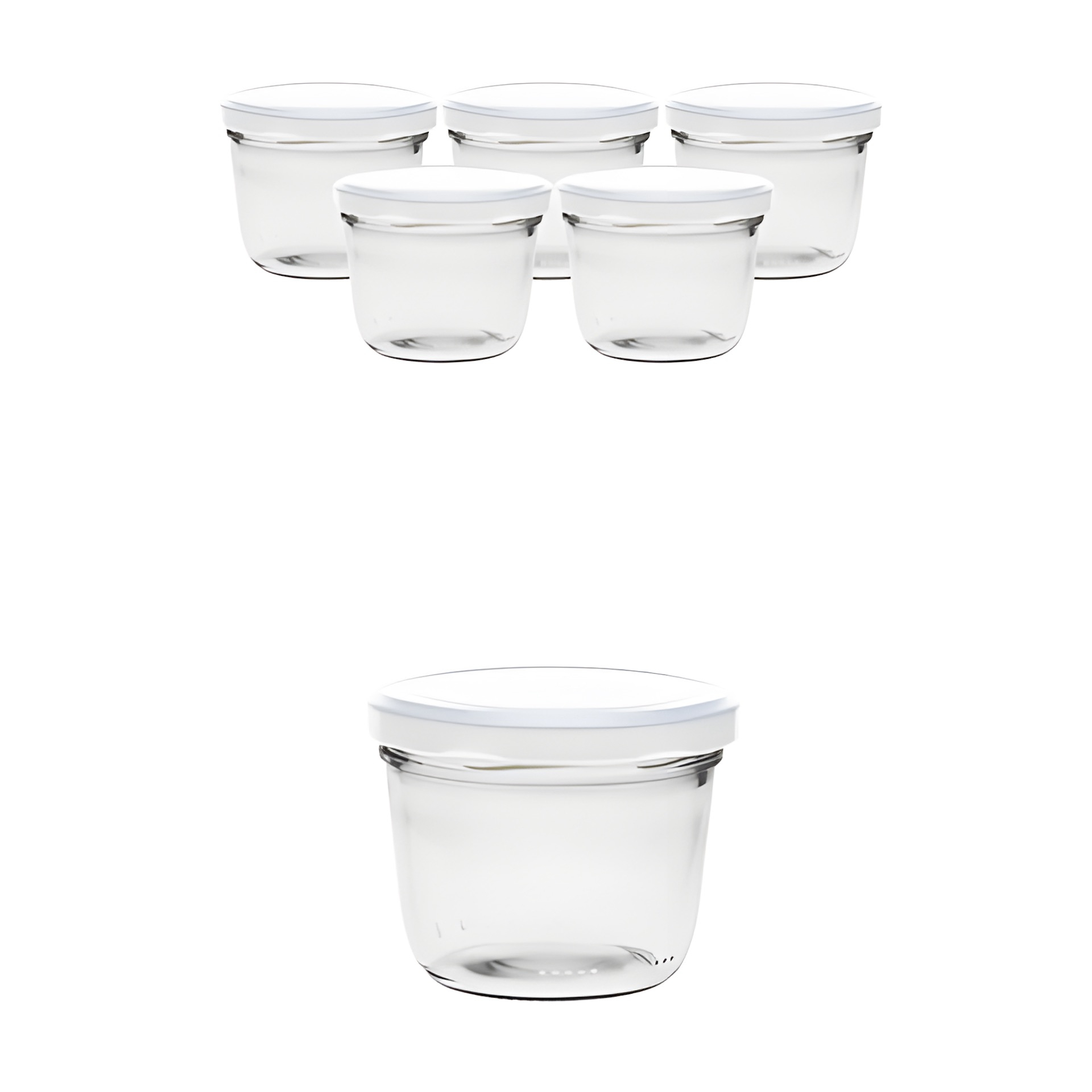 6er Set Sturzglas 230 ml mit Deckel weiß