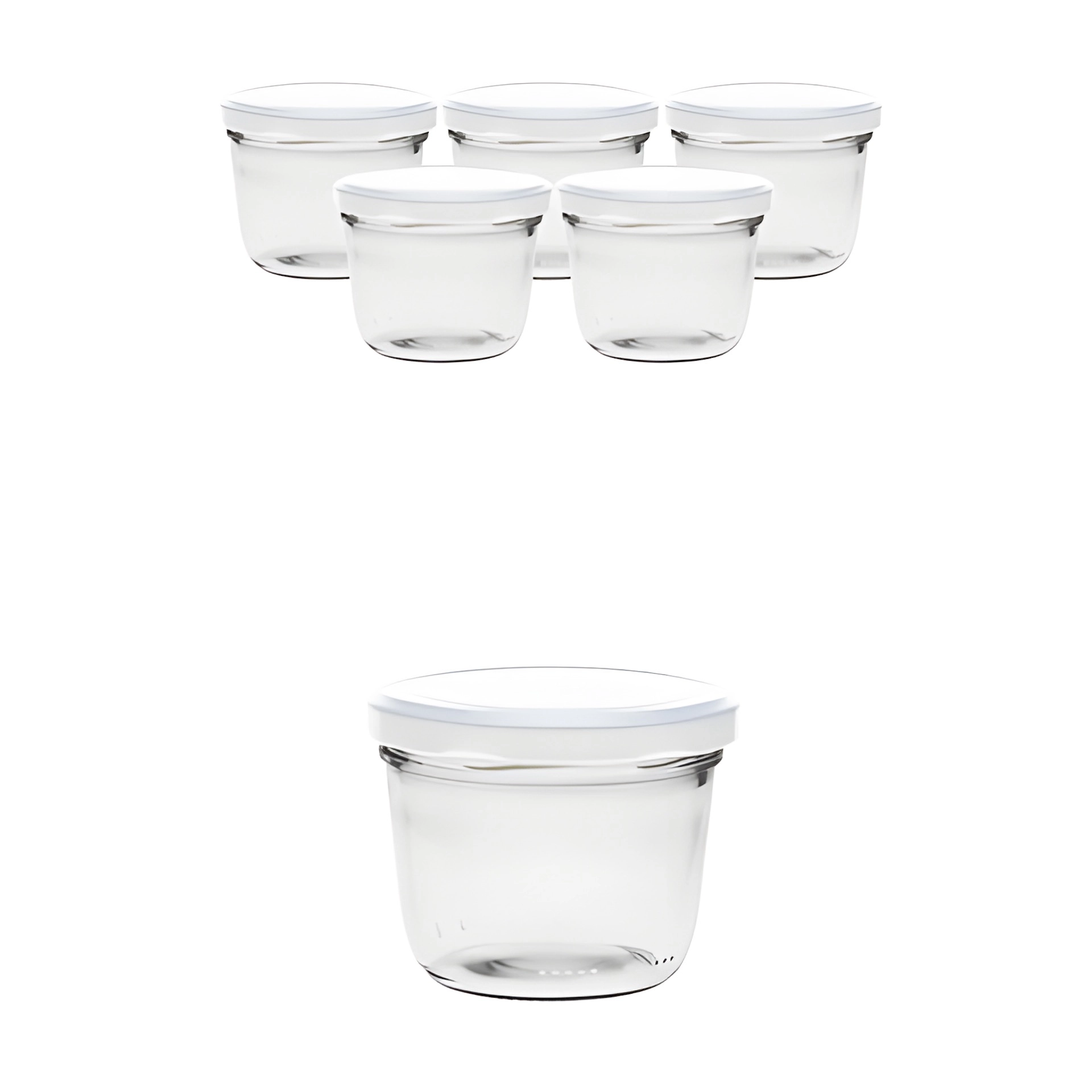 6er Set Sturzglas 230 ml mit Deckel weiß