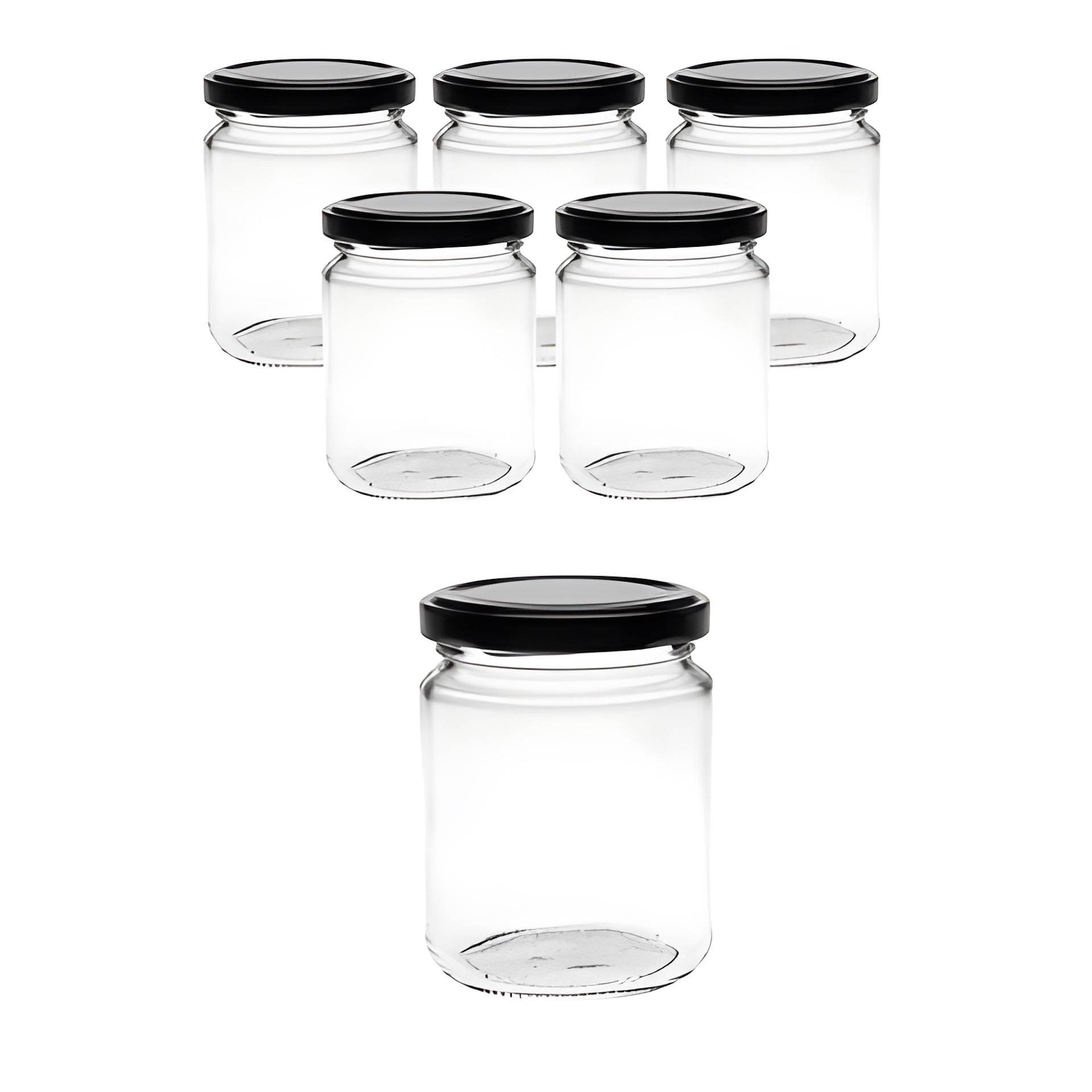 6er Set Rundglas 275 ml mit Deckel schwarz