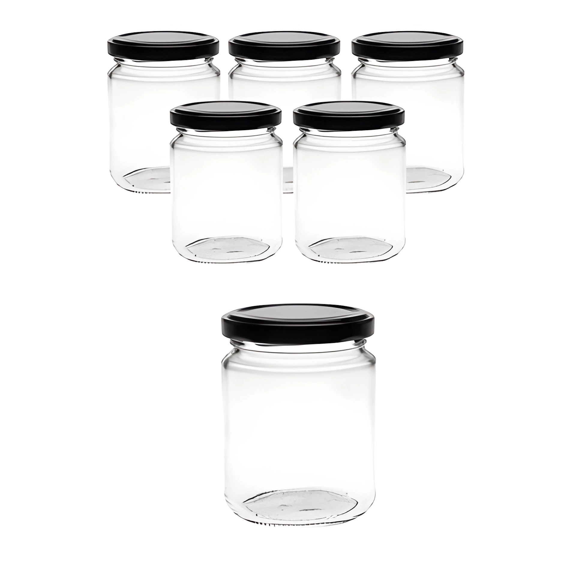 Rundglas mit Deckel schwarz, 6er Set, 275 ml, Schwarz