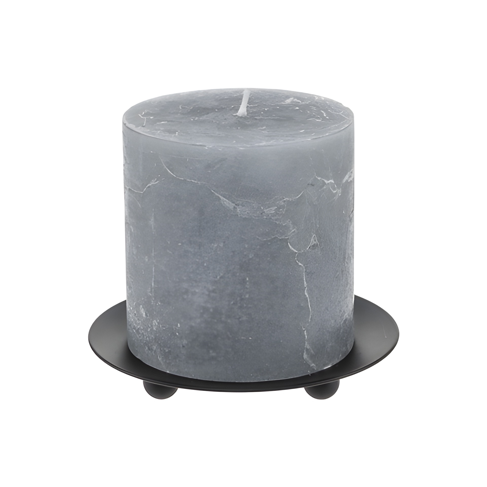 Stumpenkerze 'Rustik' Ø 9 cm, grau