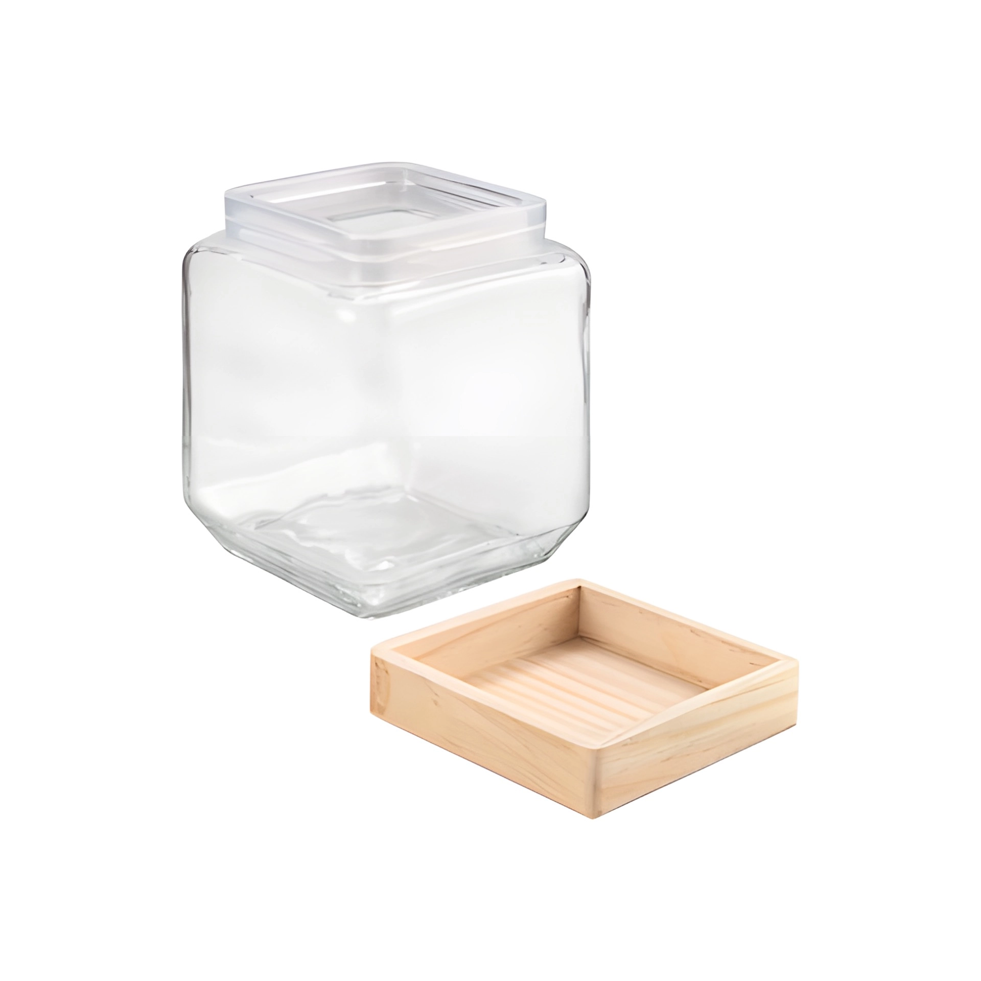 Vorratsglas 1250 ml eckig mit Holzdeckel