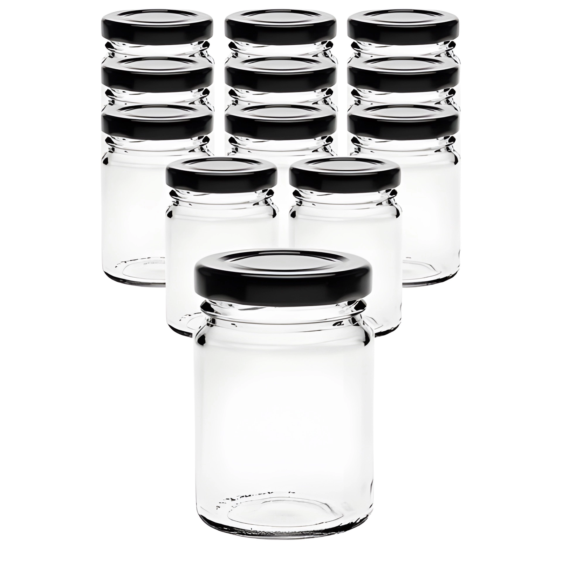12er Set Pott 106 ml mit Deckel schwarz