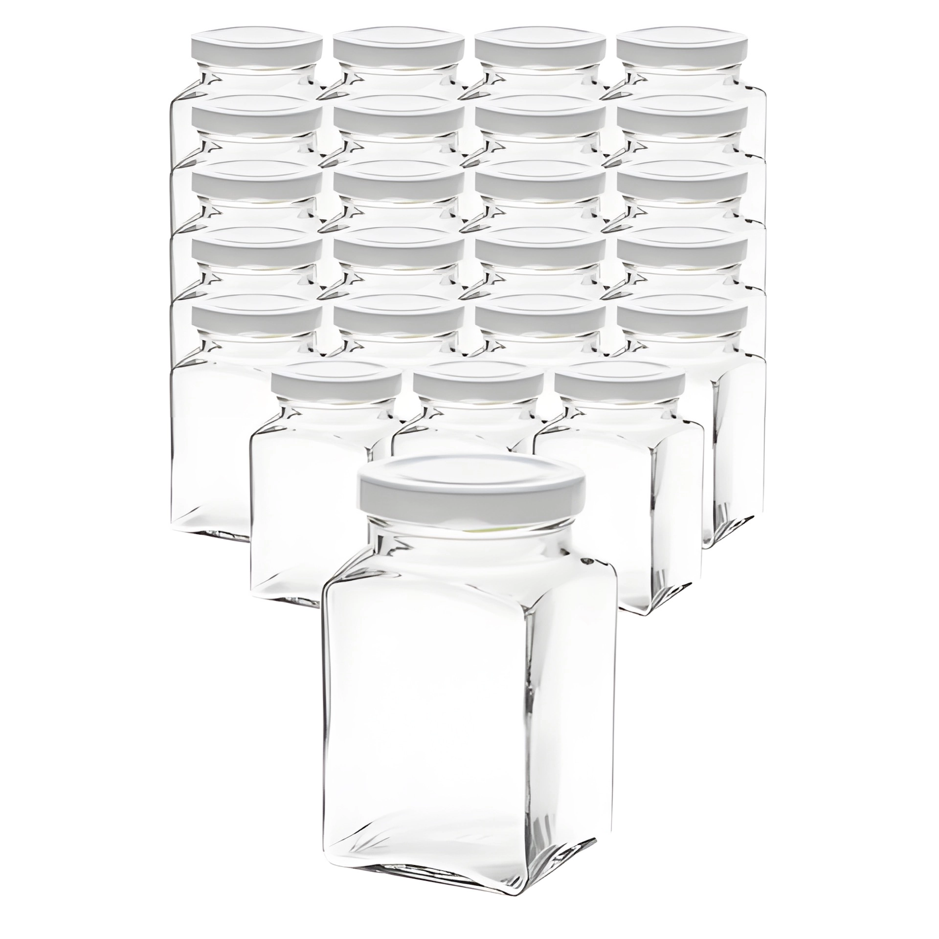 24er Set Quadratglas 260 ml mit Deckel weiß