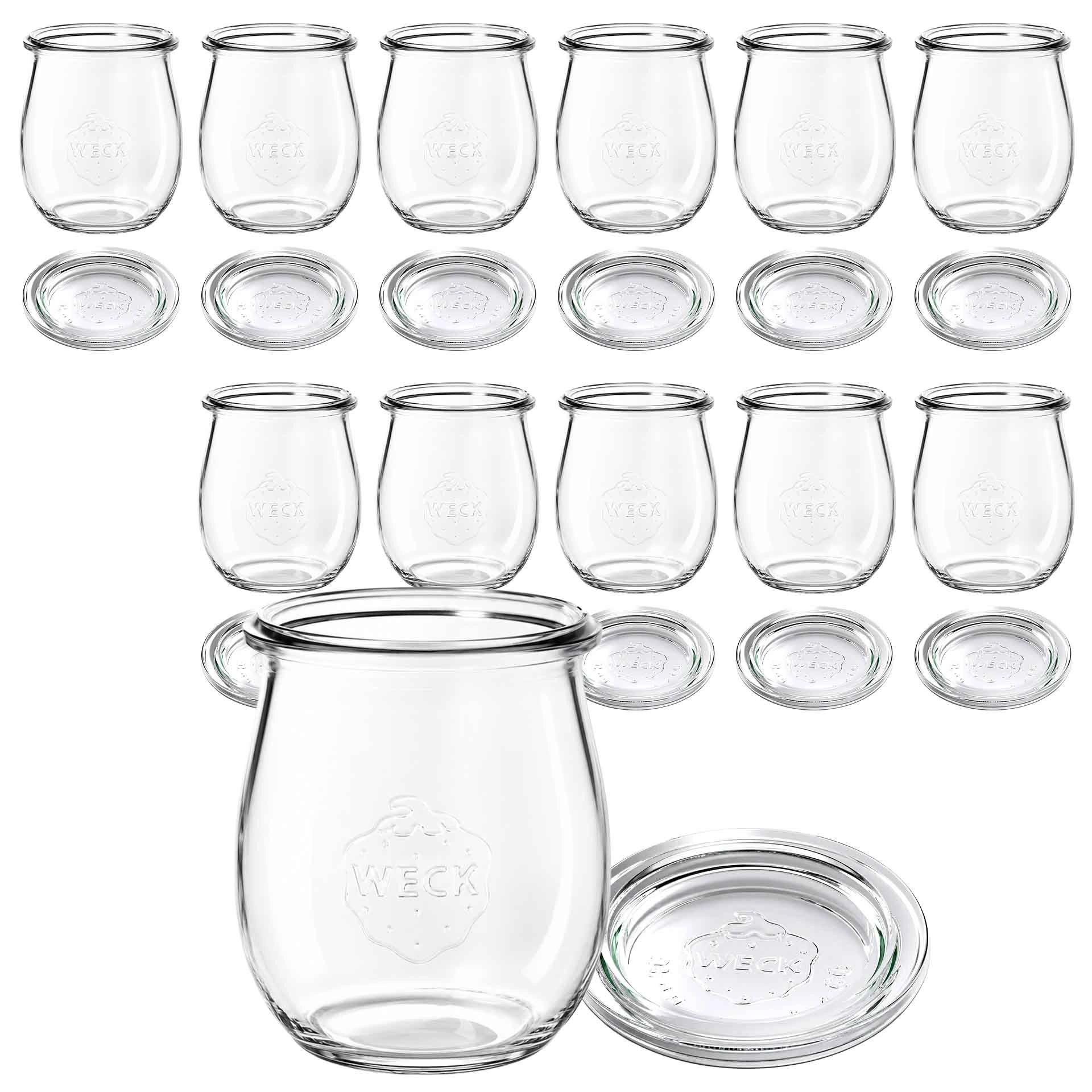 WECK-Tulpenglas 220 ml mit Glasdeckel, 12 Stück