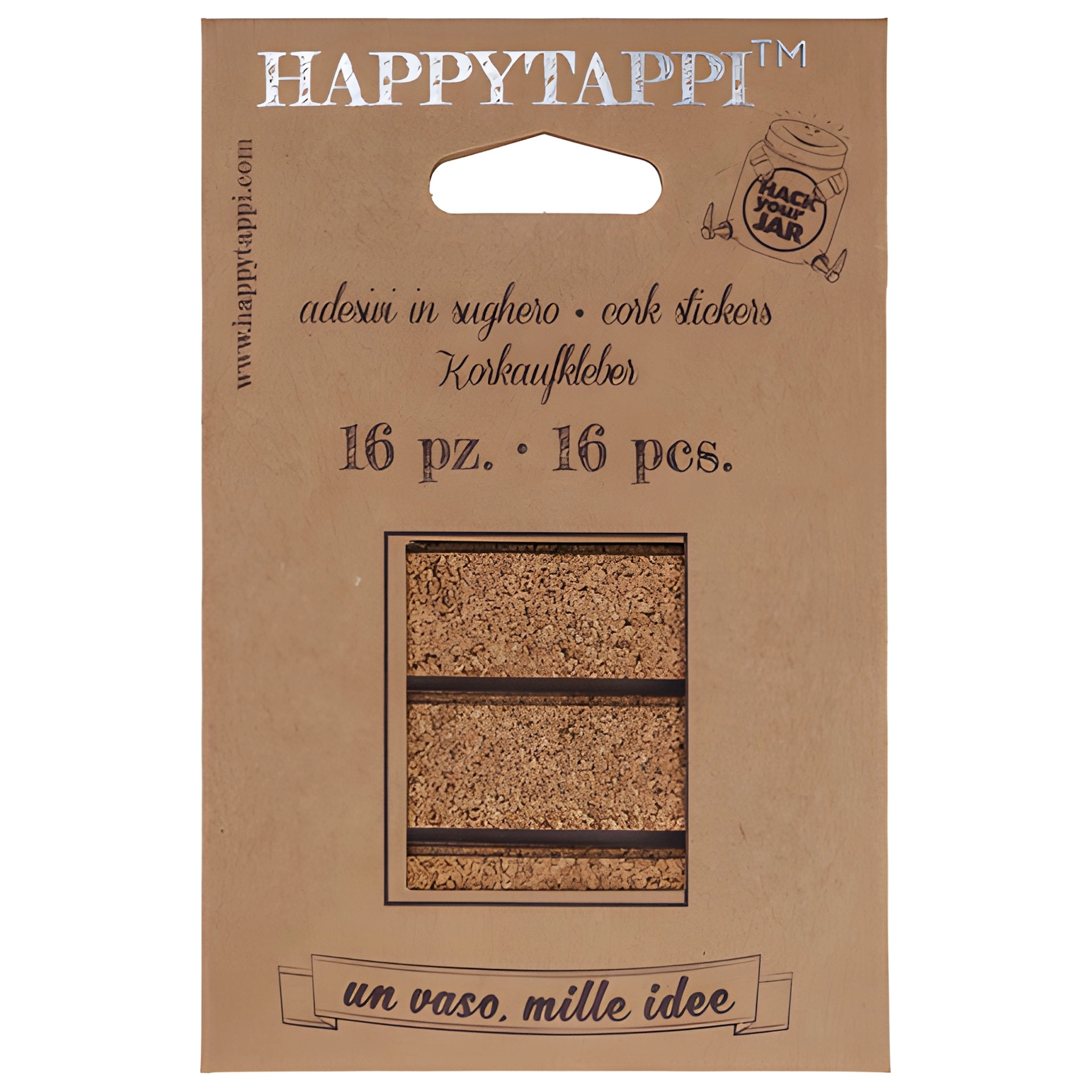 HappyTappi Kork-Sticker 73 x 18 mm, 16 Stück
