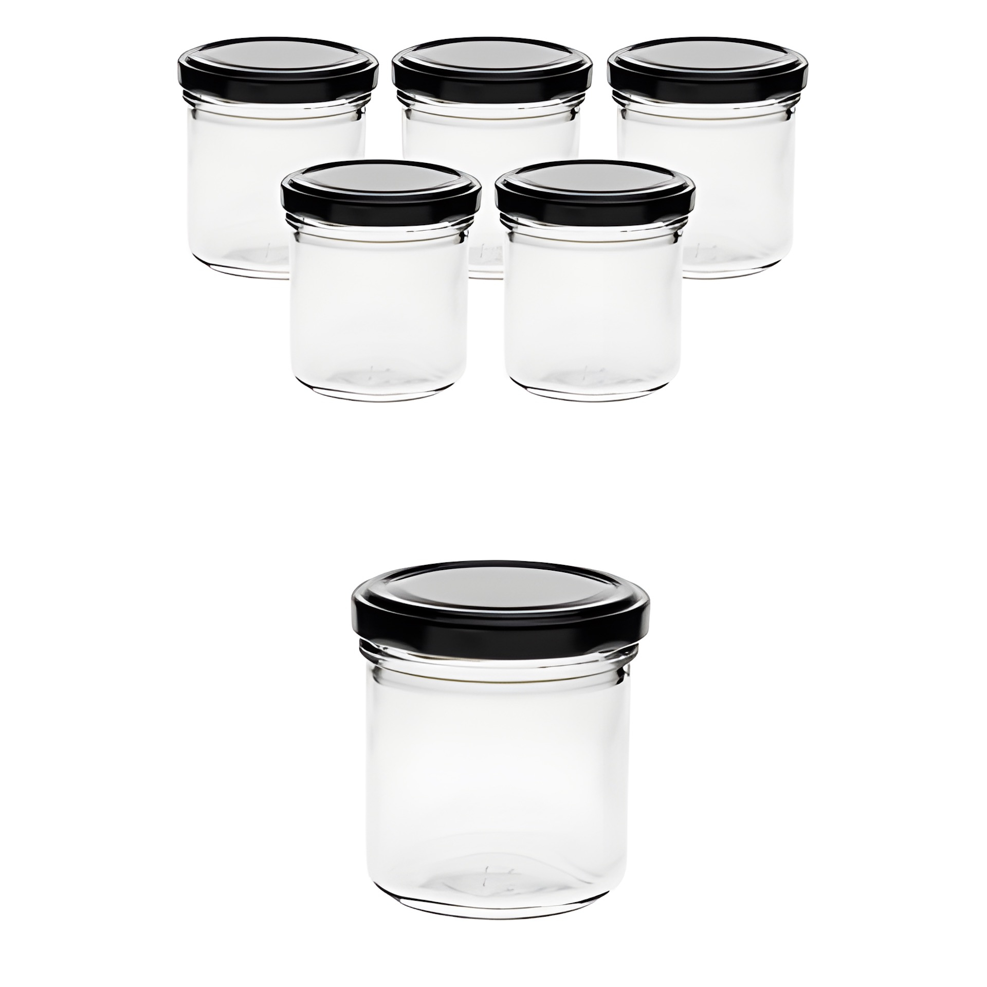 6er Set Sturzglas 167 ml mit Deckel schwarz