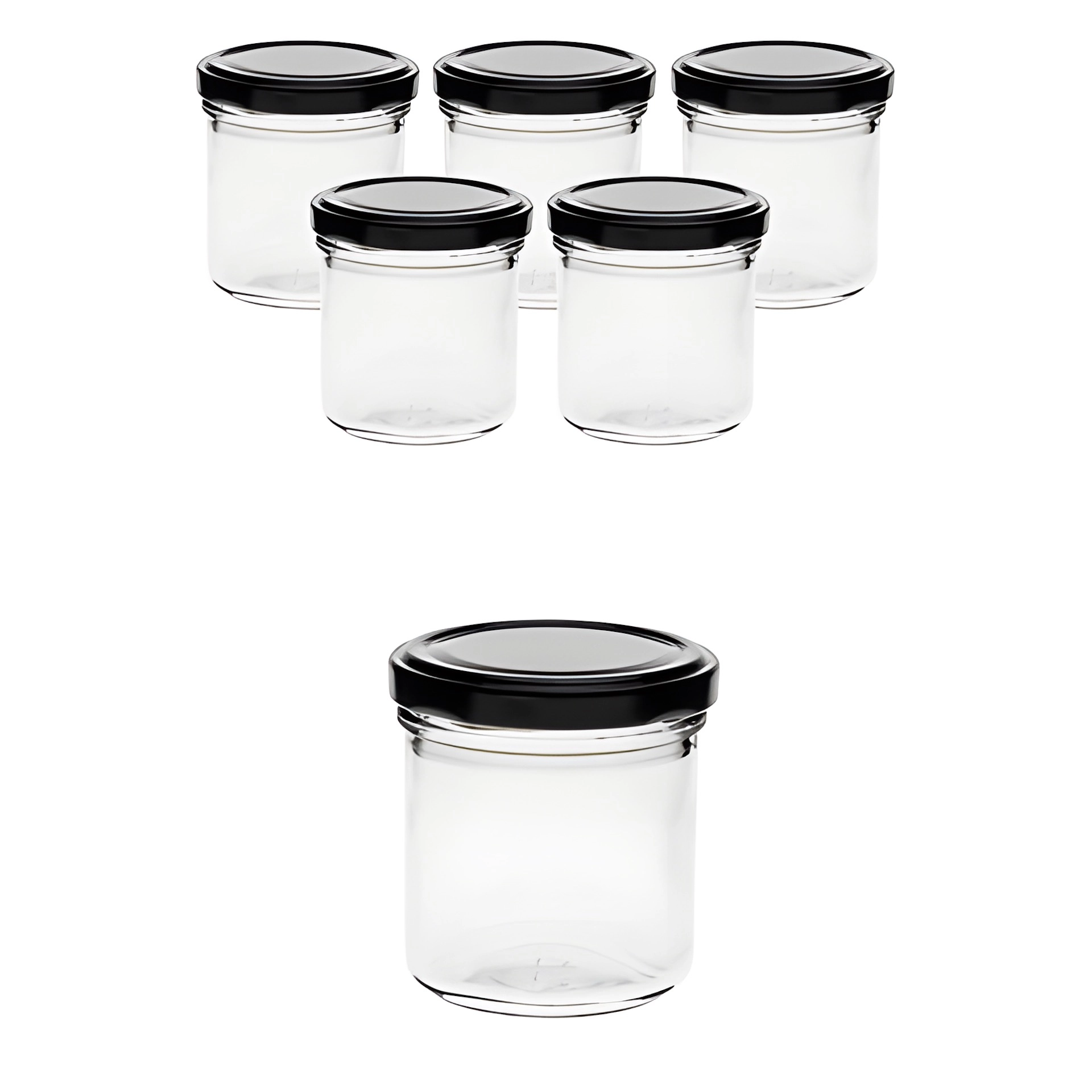 6er Set Sturzglas 167 ml mit Deckel schwarz