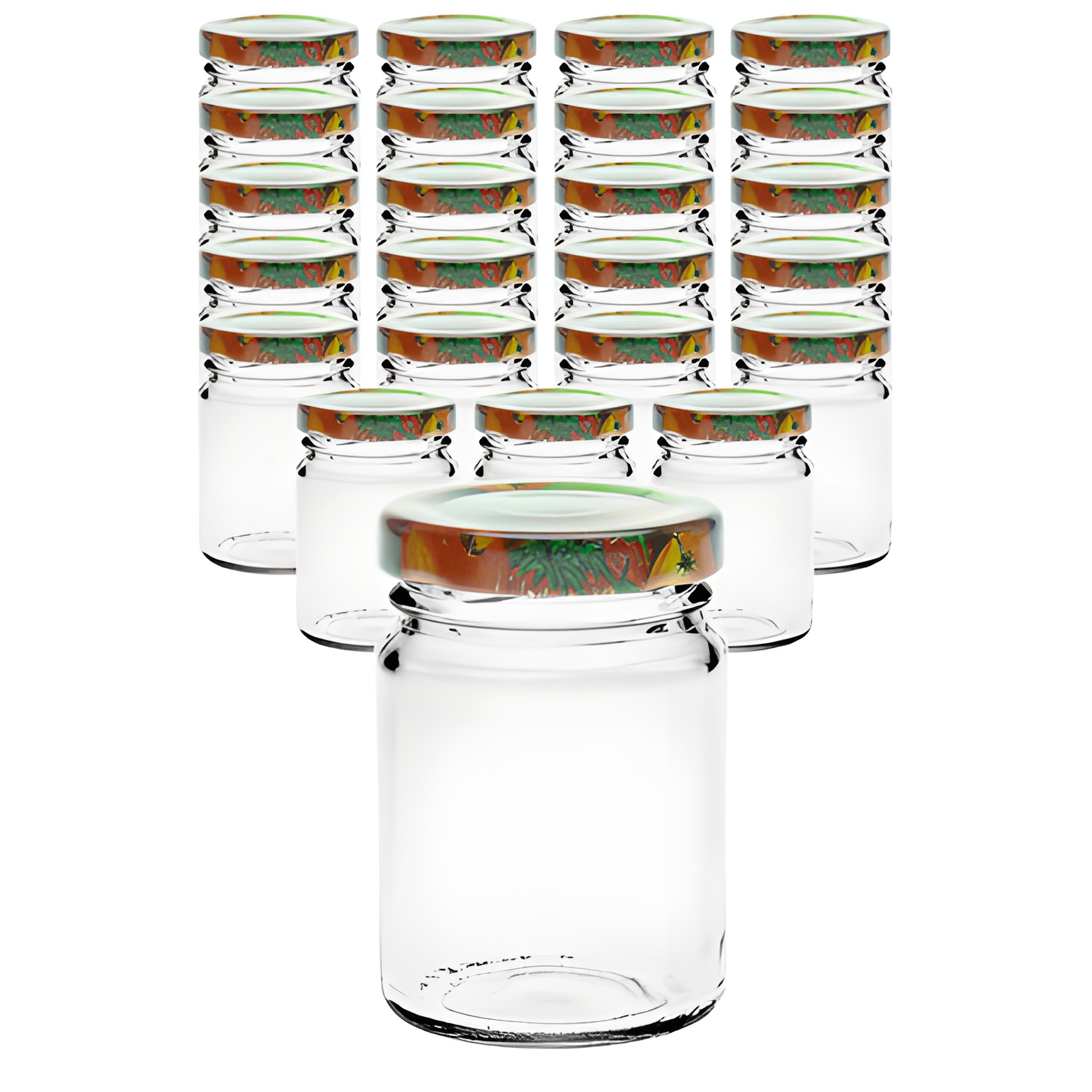 24er Set Pott 106 ml mit Deckel Obstdekor