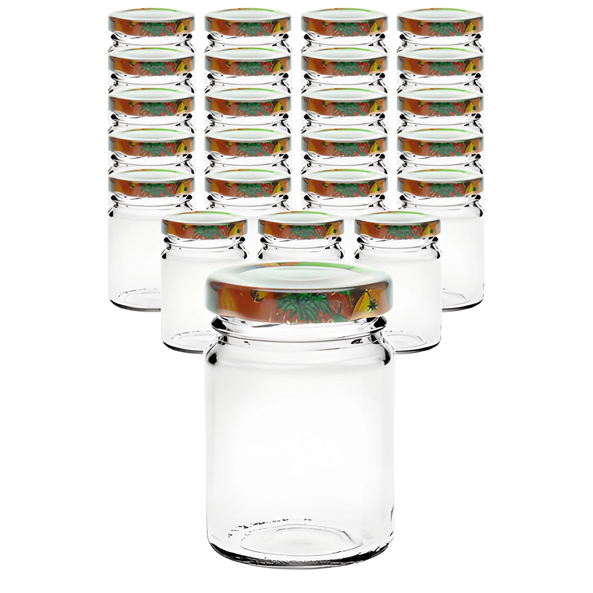 24er Set Pott 106 ml mit Deckel Obstdekor