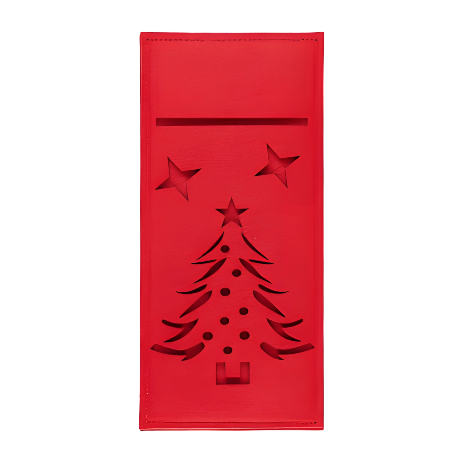 Besteckhalter 'Tannenbaum und Sterne' aus Filz, rot