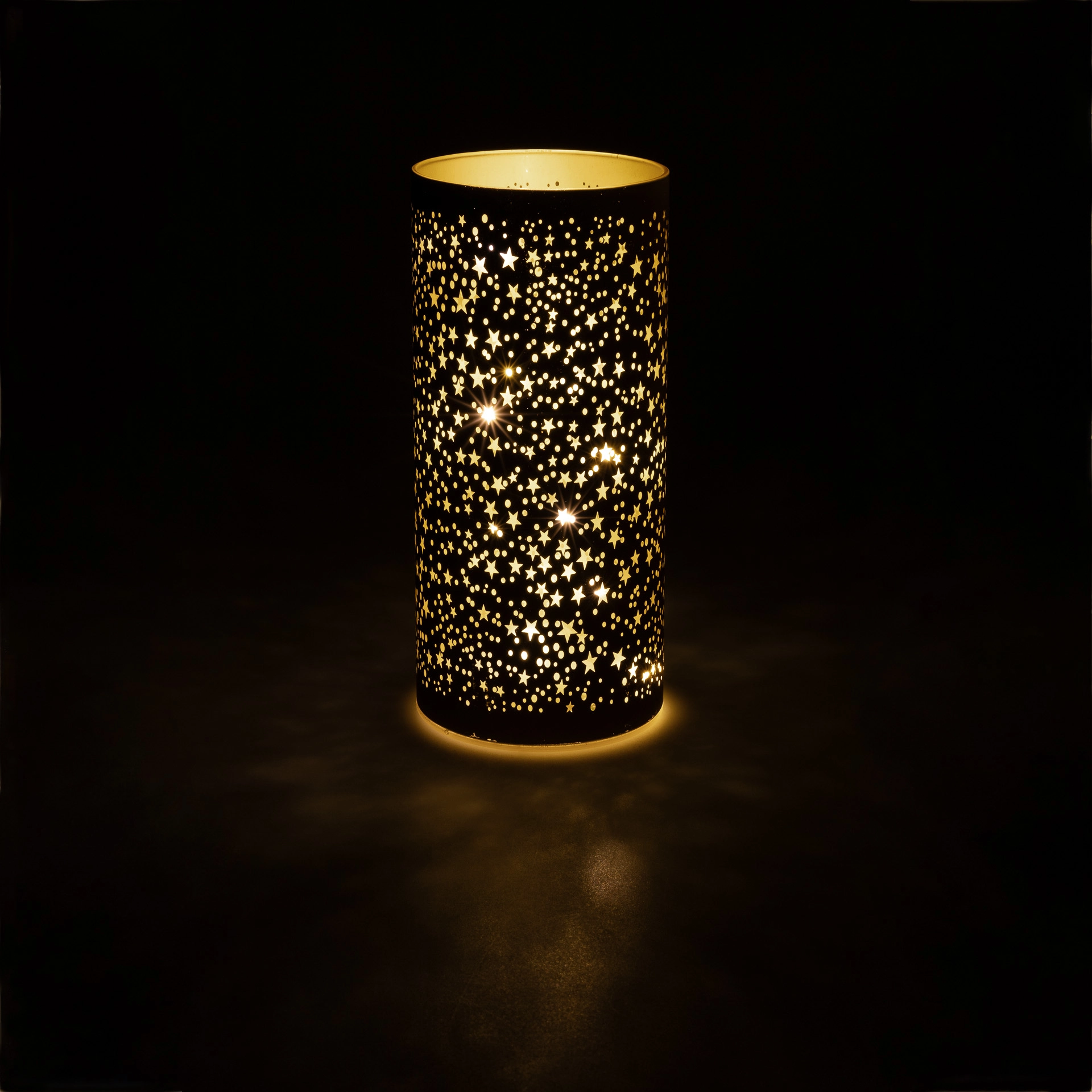 Deko-Glaslampe 'Sterne' 20 cm, gold, 10 LEDs mit Timer