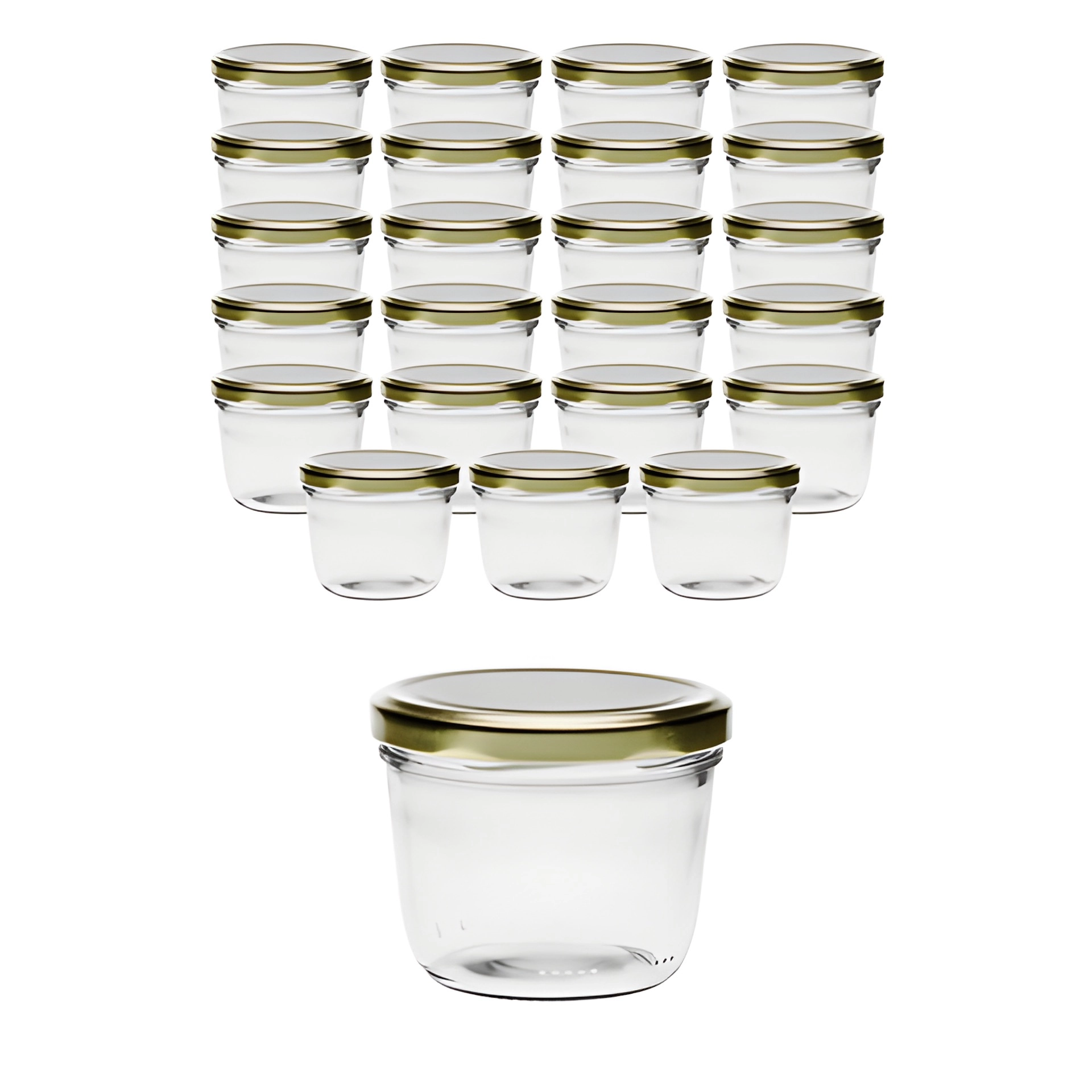 24er Set Sturzglas 230 ml mit Deckel gold